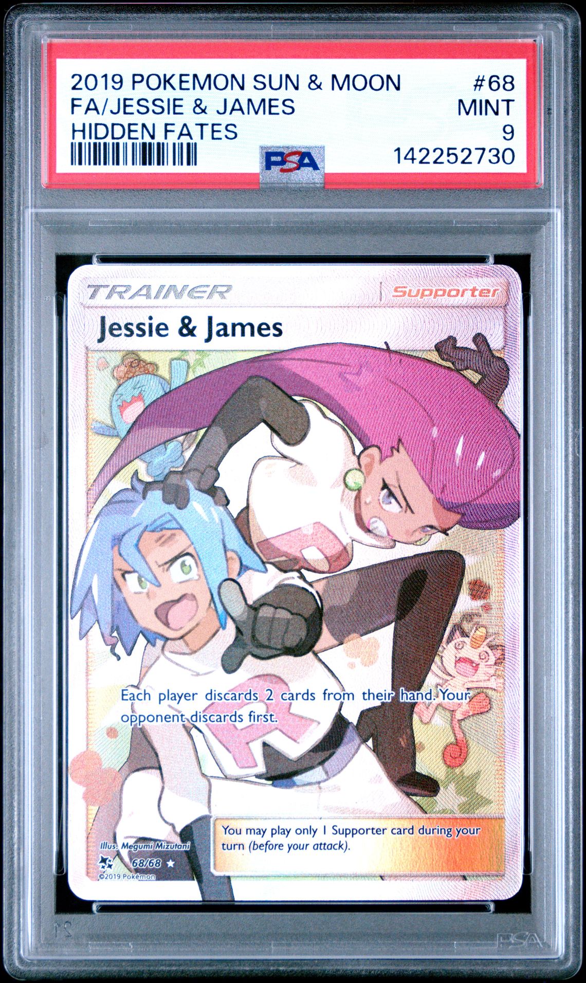 2019 Pokemon Sun & Moon Hidden Fates Fa/Jessie & James #68 (Hidden Fates) Mint 9 front