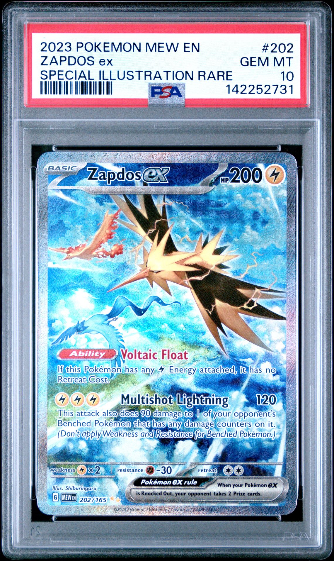 2023 Pokemon Mew En-151 Zapdos Ex #202 (Special Illustration Rare) Gem Mt 10 front
