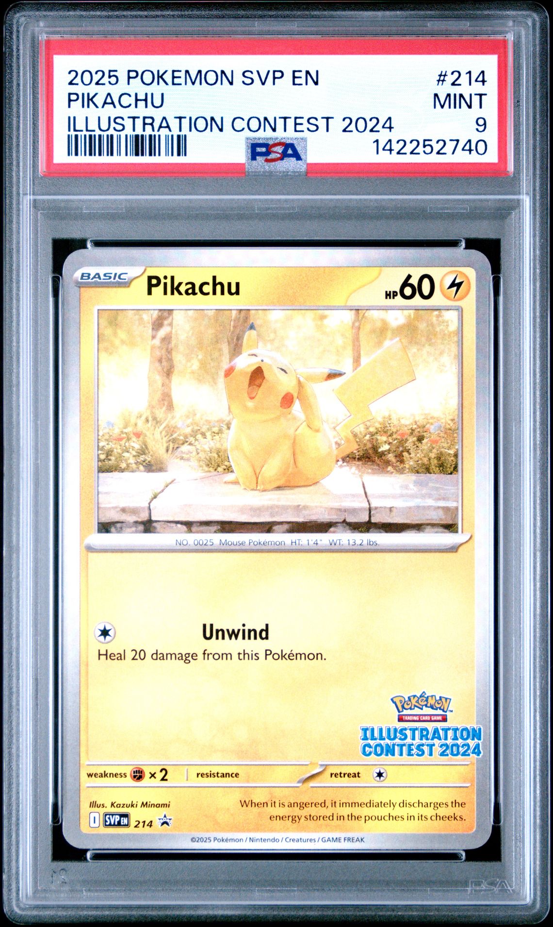 2025 Pokemon Svp En-Sv Black Star Promo Pikachu #214 (Illustration Contest 2024) Mint 9 front
