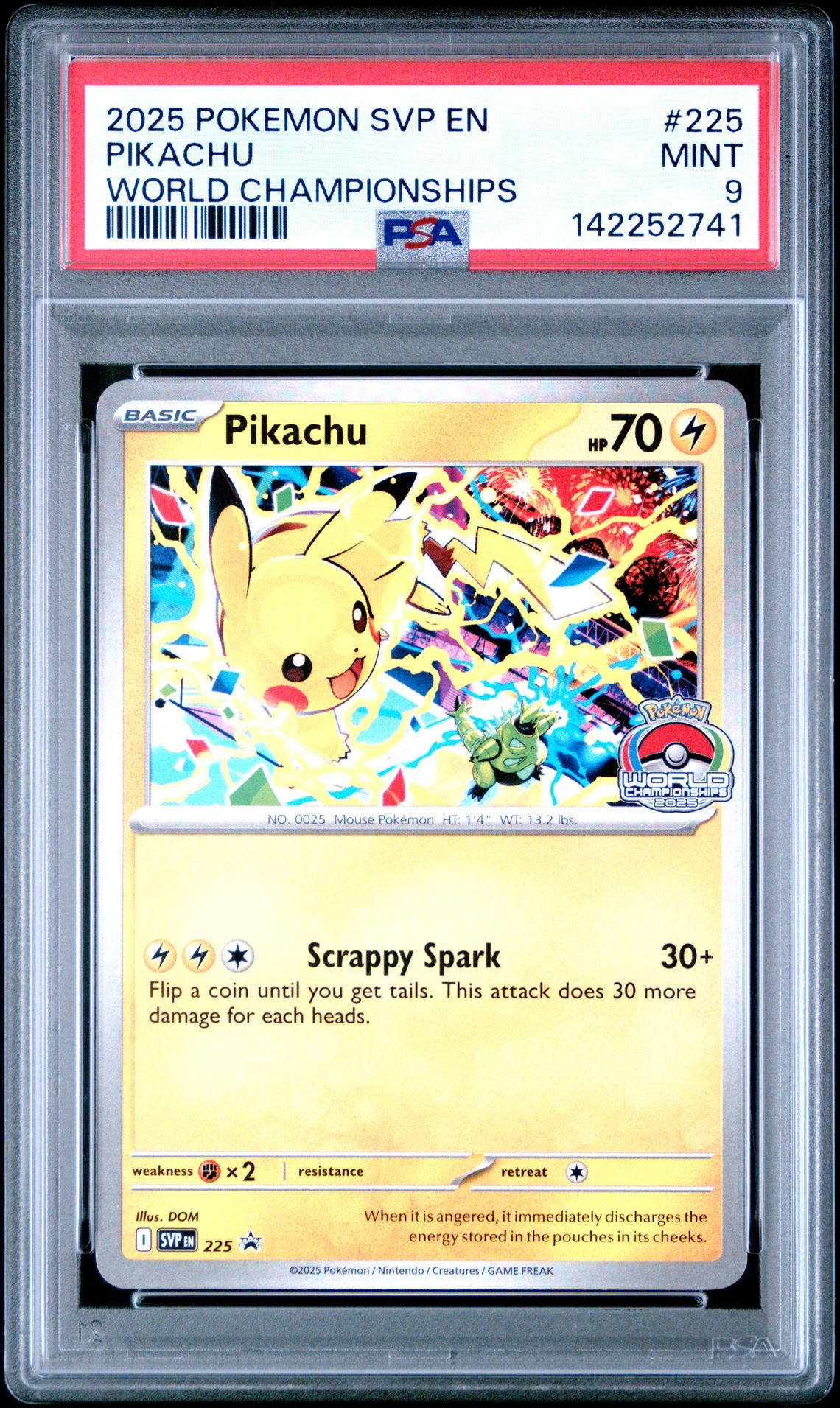 2025 Pokemon Svp En-Sv Black Star Promo Pikachu #225 (World Championships) Mint 9 front