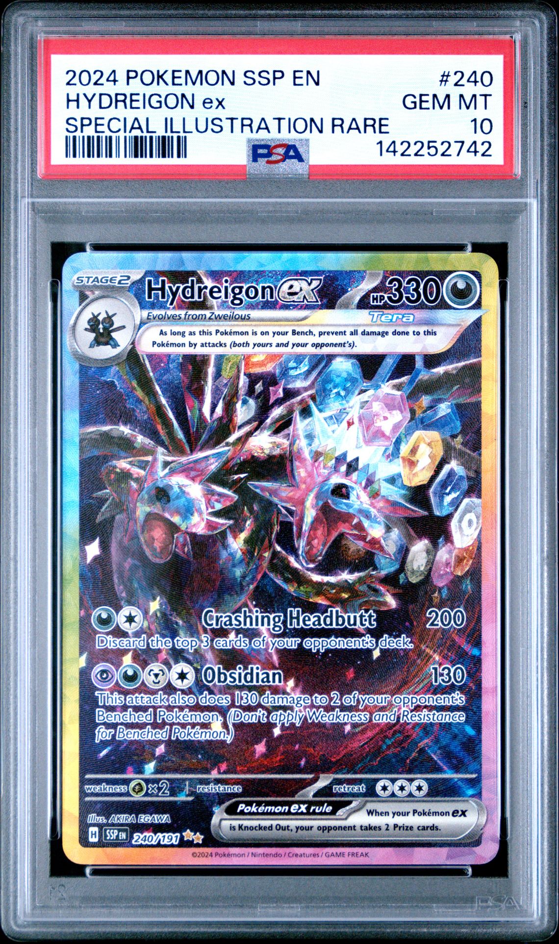 2024 Pokemon Ssp En-Surging Sparks Hydreigon Ex #240 (Special Illustration Rare) Gem Mt 10 front