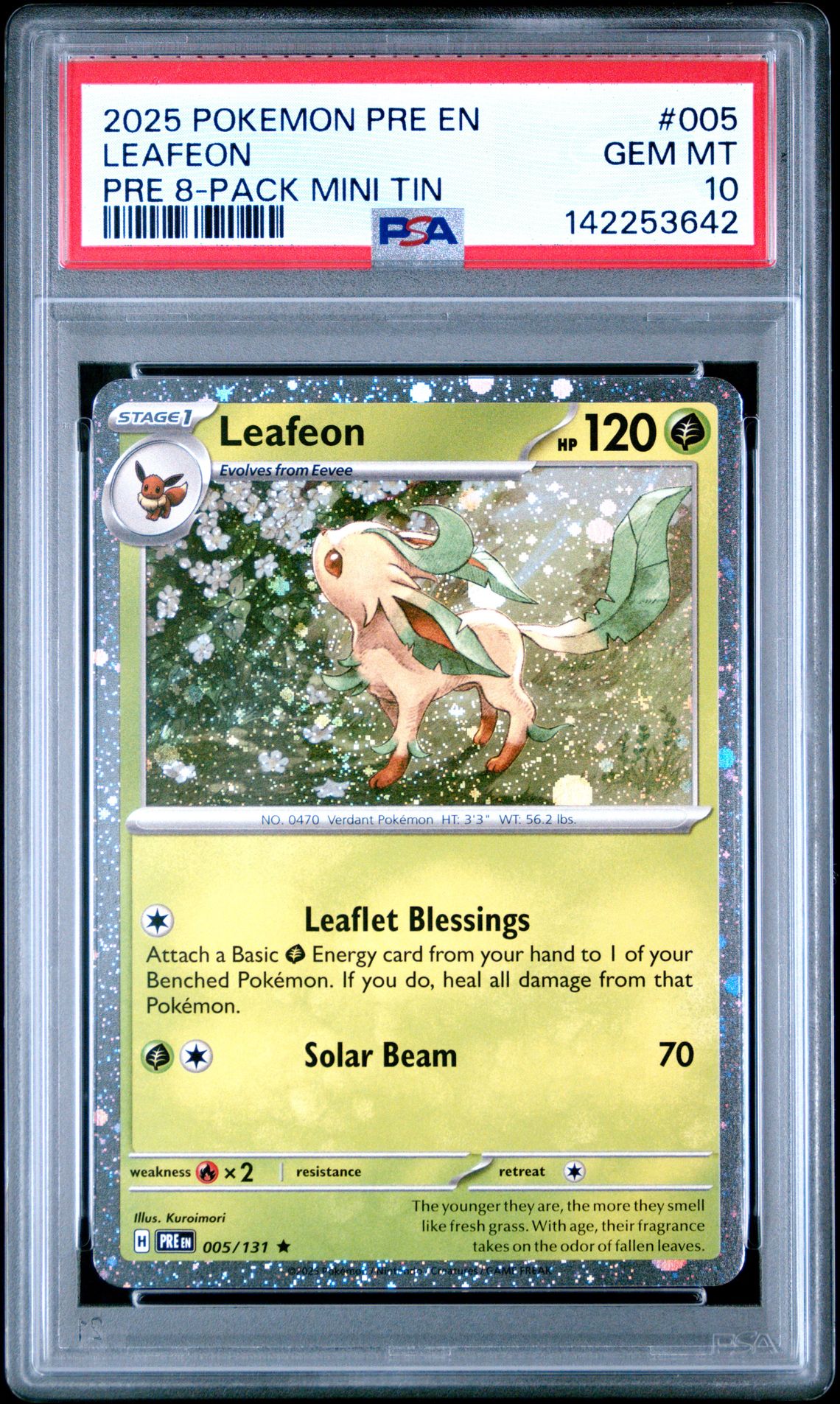 2025 Pokemon POKEMON PRE EN-PRISMATIC EVOLUTIONS PRE 8-PACK MINI TIN #005 Leafeon front