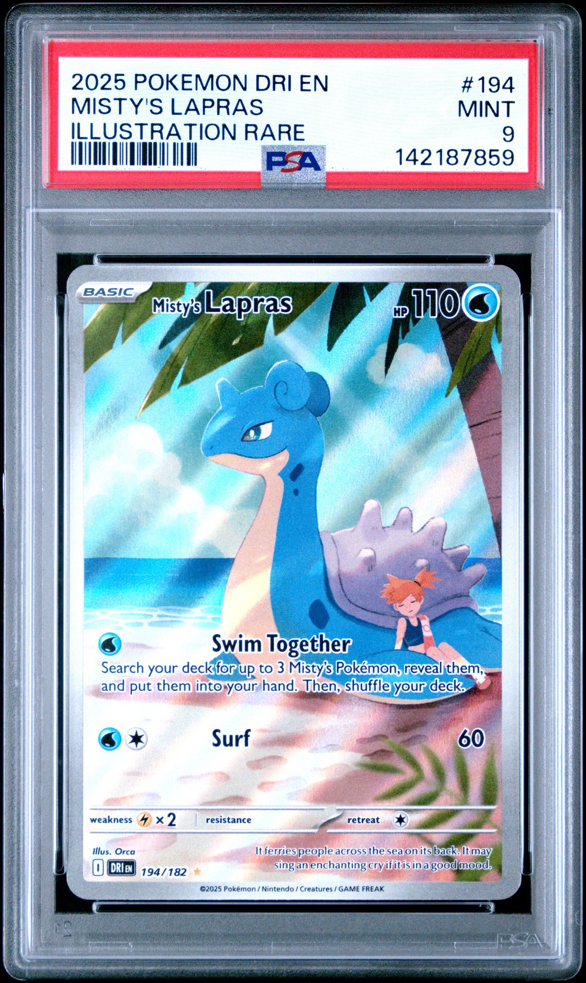 2025 Pokemon Dri En-Destined Rivals Misty's Lapras #194 (Illustration Rare) Mint 9 front