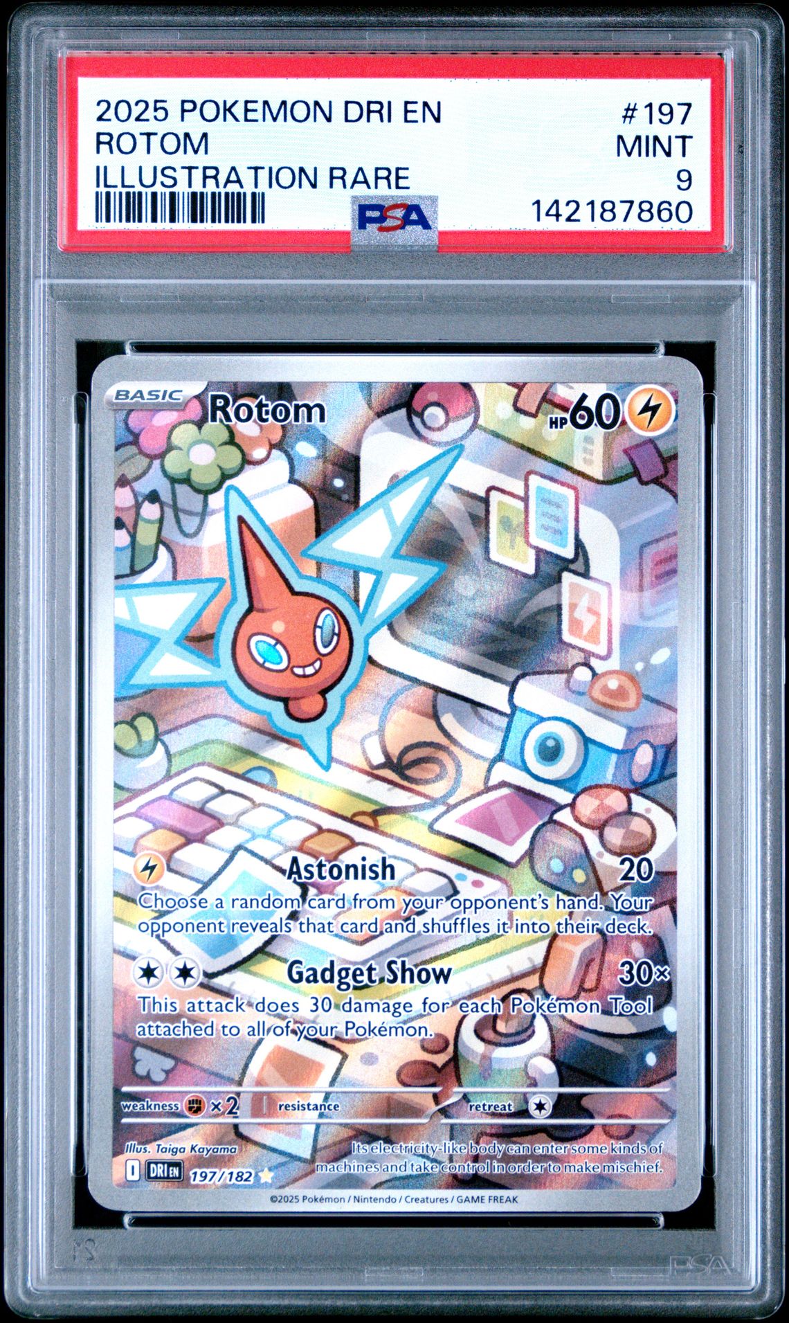 2025 Pokemon Dri En-Destined Rivals Rotom #197 (Illustration Rare) Mint 9 front