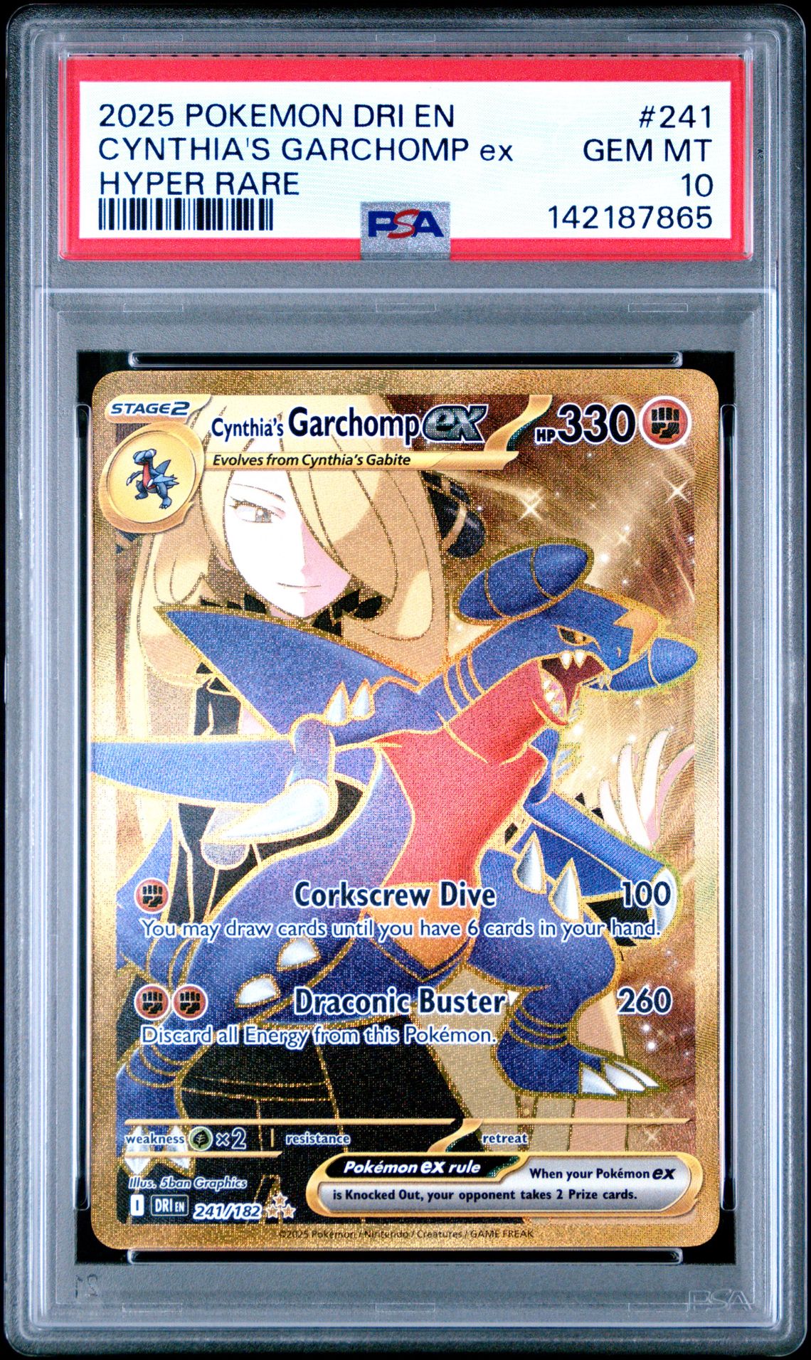 2025 Pokemon Dri En-Destined Rivals Cynthia's Garchomp Ex #241 (Hyper Rare) Gem Mt 10 front