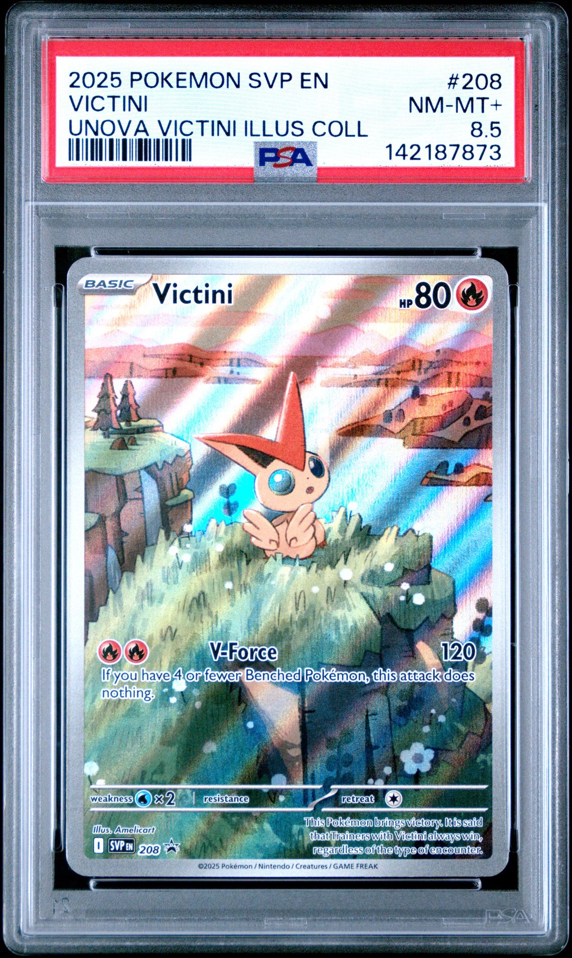 2025 Pokemon Svp En-Sv Black Star Promo Victini #208 (Unova Victini Illus Coll) Nm-Mt+ 8.5 front