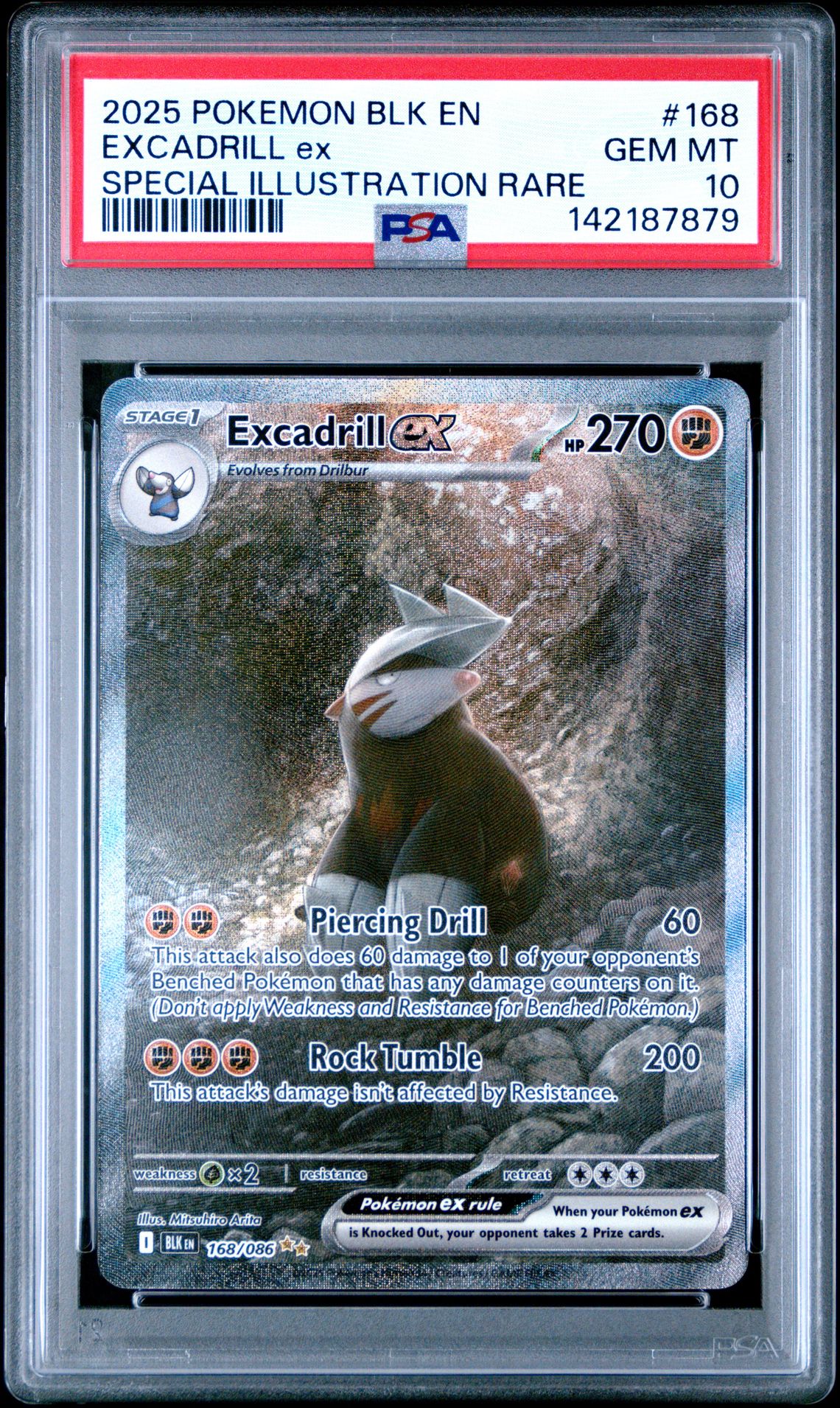 2025 Pokemon Blk En-Black Bolt Excadrill Ex #168 (Special Illustration Rare) Gem Mt 10 front