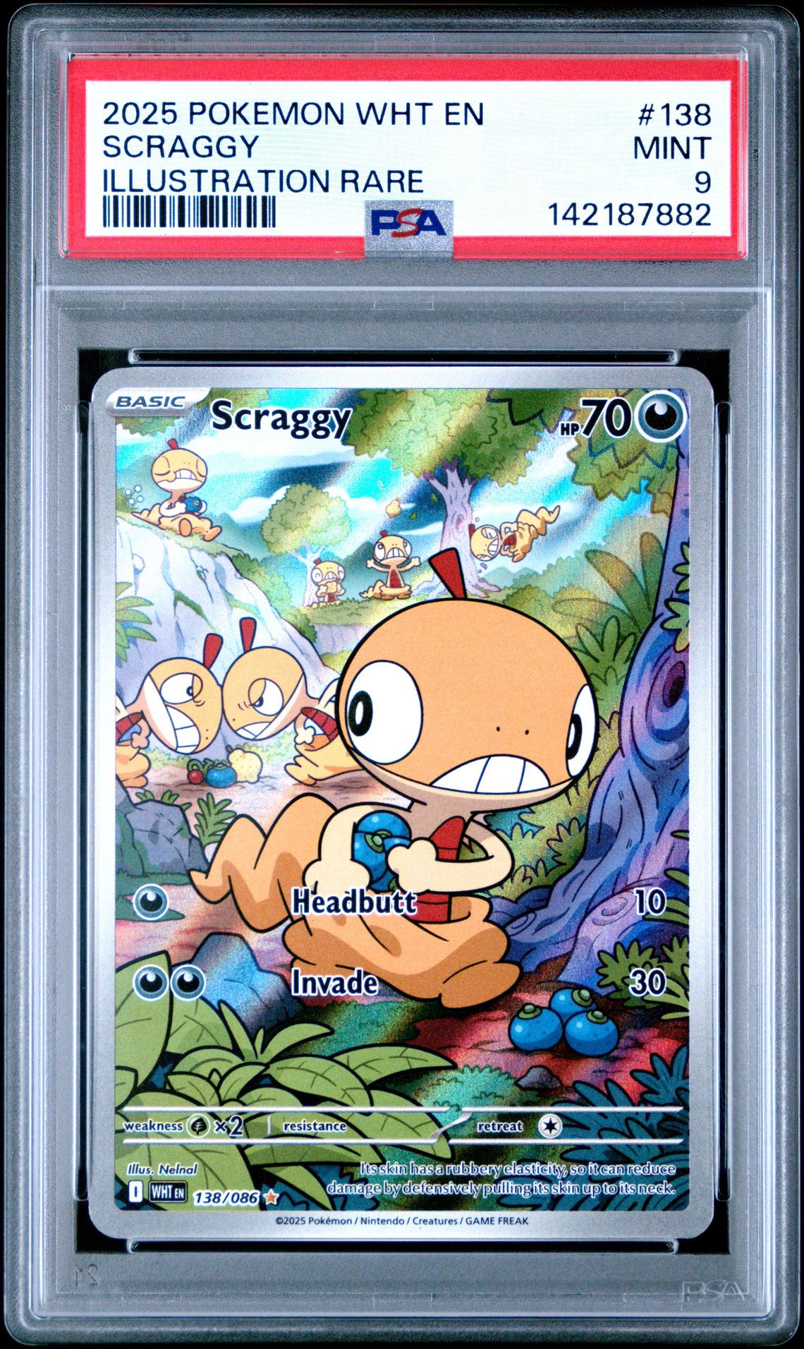 2025 Pokemon Wht En-White Flare Scraggy #138 (Illustration Rare) Mint 9 front