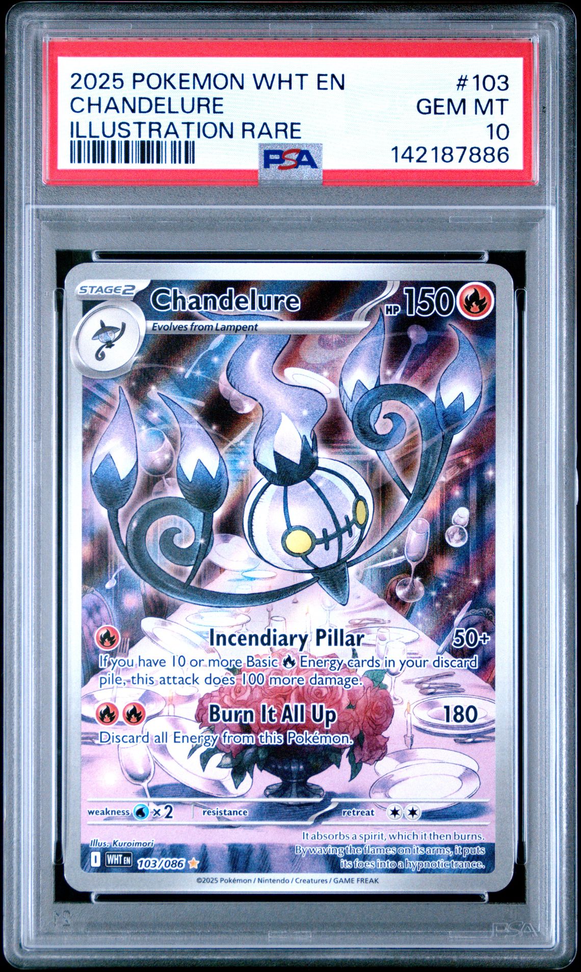 2025 Pokemon Wht En-White Flare Chandelure #103 (Illustration Rare) Gem Mt 10 front