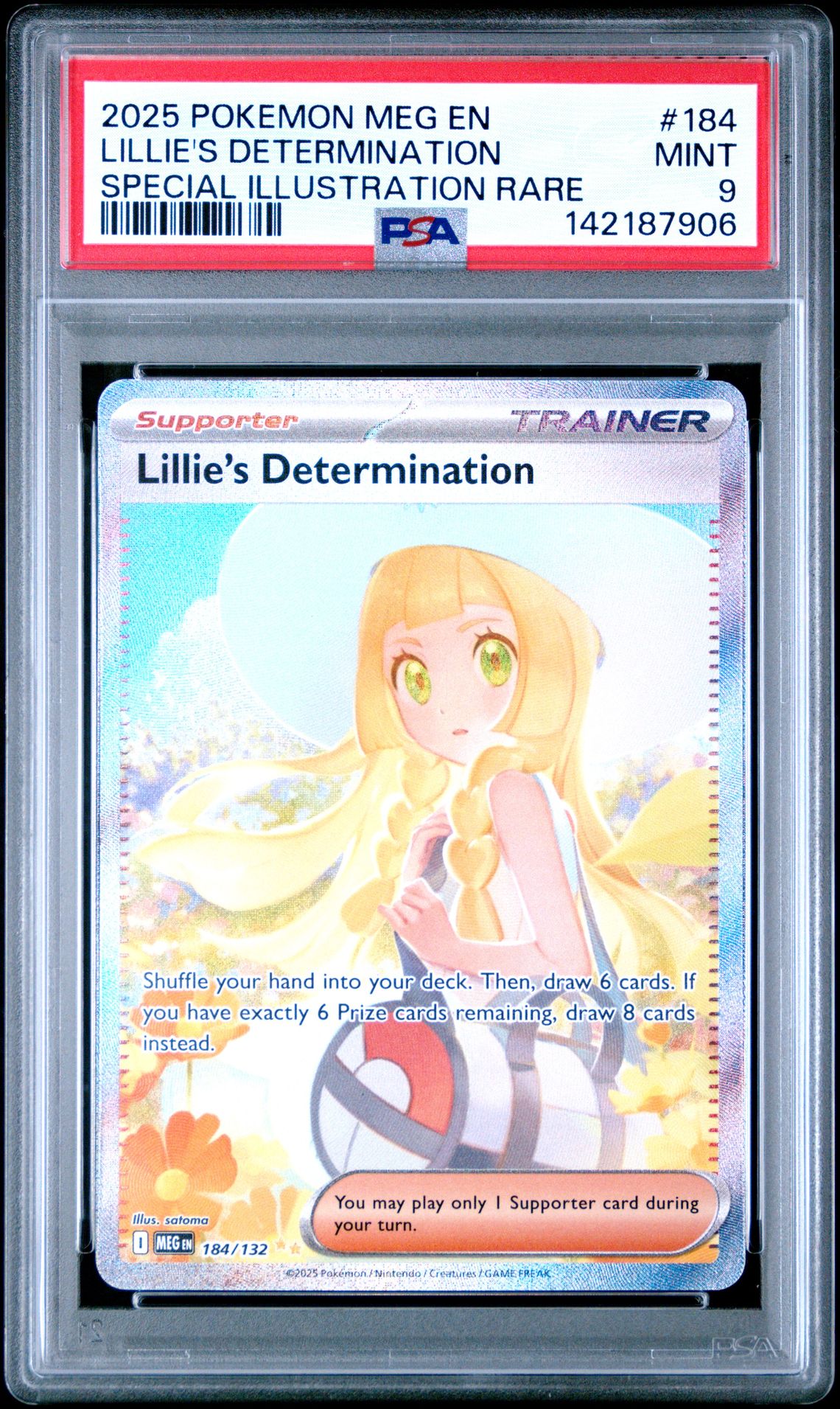 2025 Pokemon Meg En-Mega Evolution Lillie's Determination #184 (Special Illustration Rare) Mint 9 front