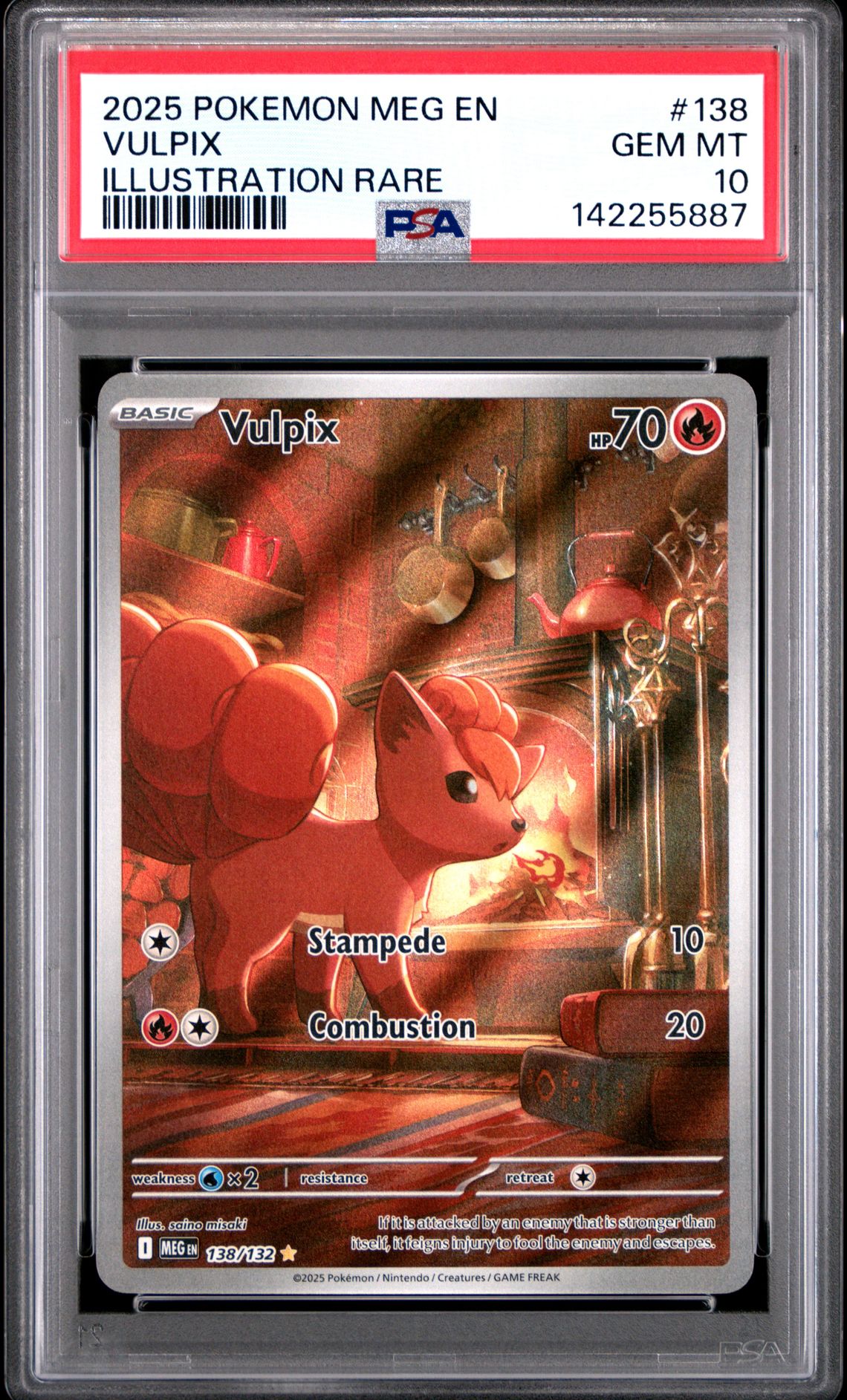2025 Pokemon Meg En-Mega Evolution Vulpix #138 (Illustration Rare) Gem Mt 10 front