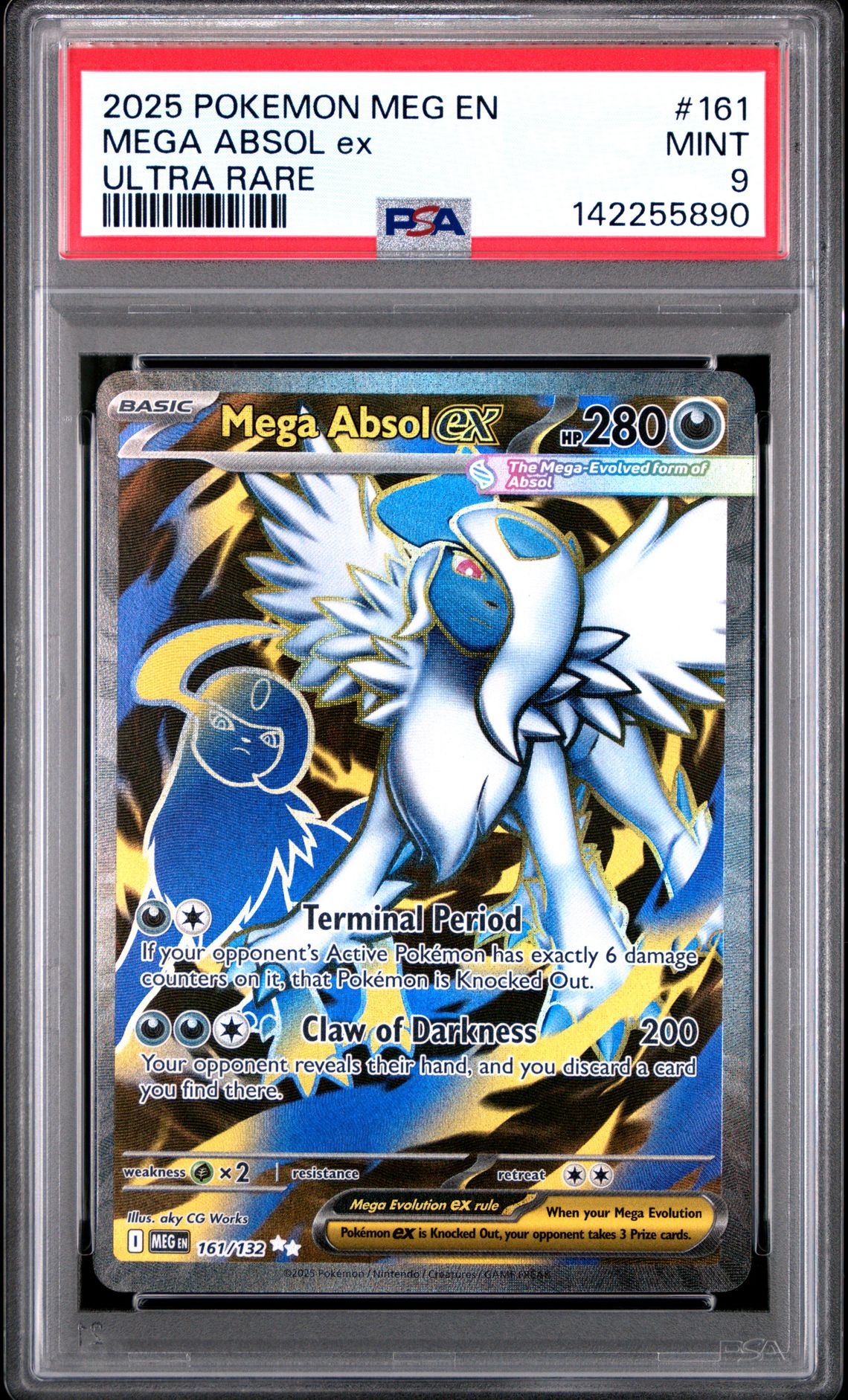 2025 Pokemon Meg En-Mega Evolution Mega Absol Ex #161 (Ultra Rare) Mint 9 front