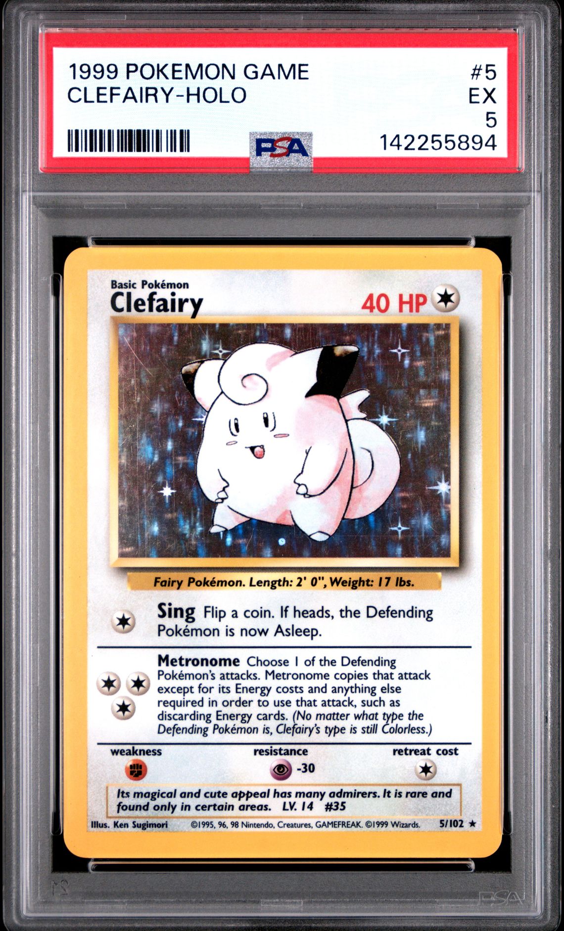 1999 Pokemon Game Clefairy-Holo #5 Ex 5 front