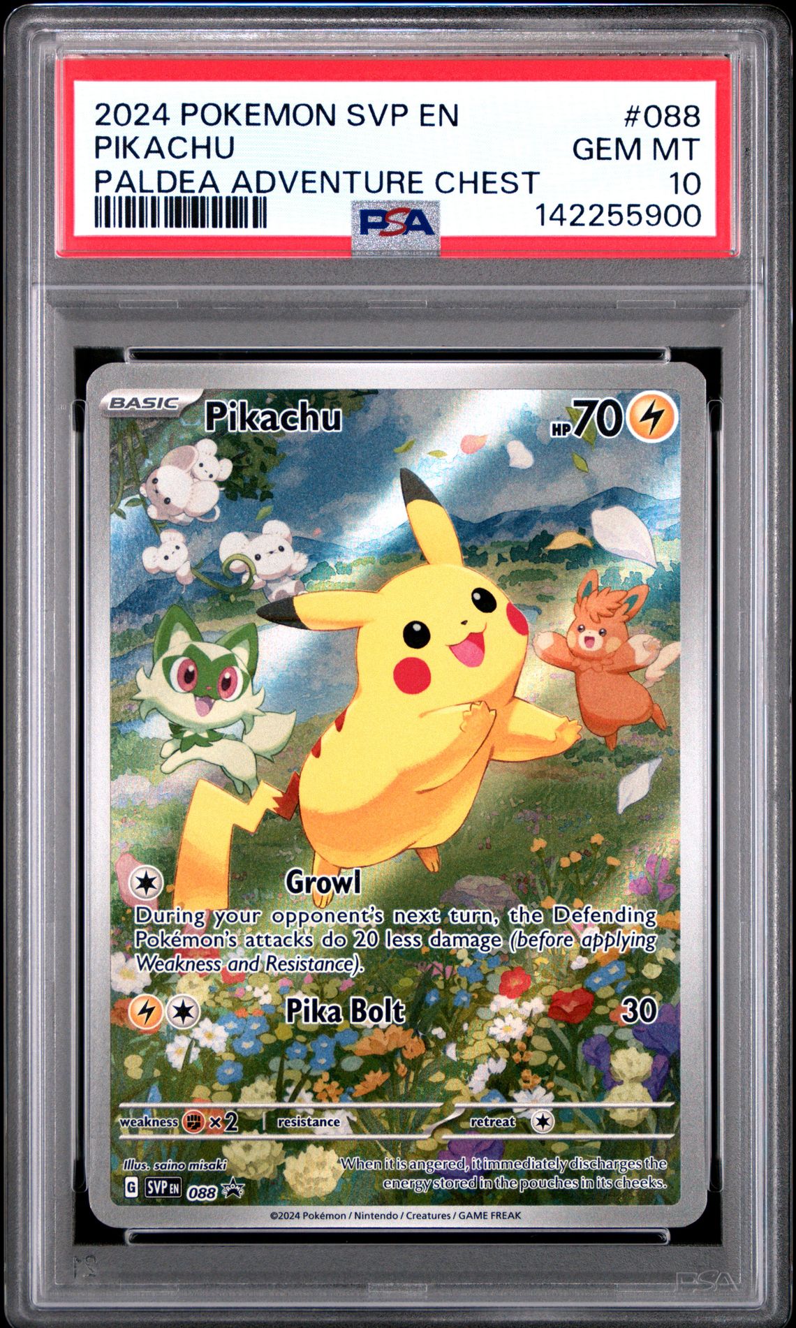 2024 Pokemon Svp En-Sv Black Star Promo Pikachu #088 (Paldea Adventure Chest) Gem Mt 10 front