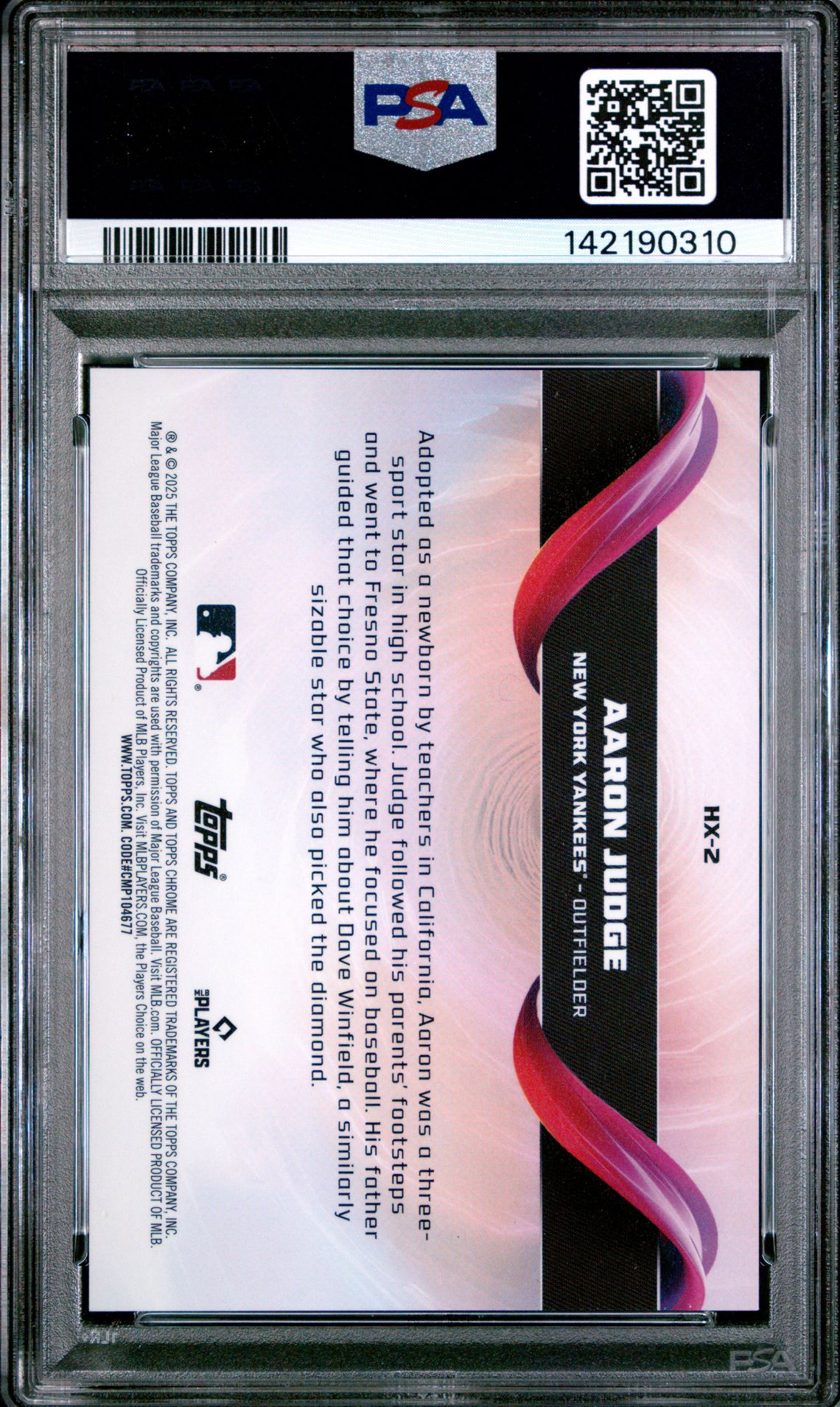 2025 Topps Chrome Helix Aaron Judge #Hx2 Mint 9 back