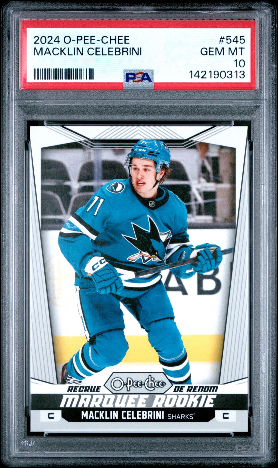 2024 Upper Deck O-Pee-Chee Macklin Celebrini #545 Gem Mt 10 front