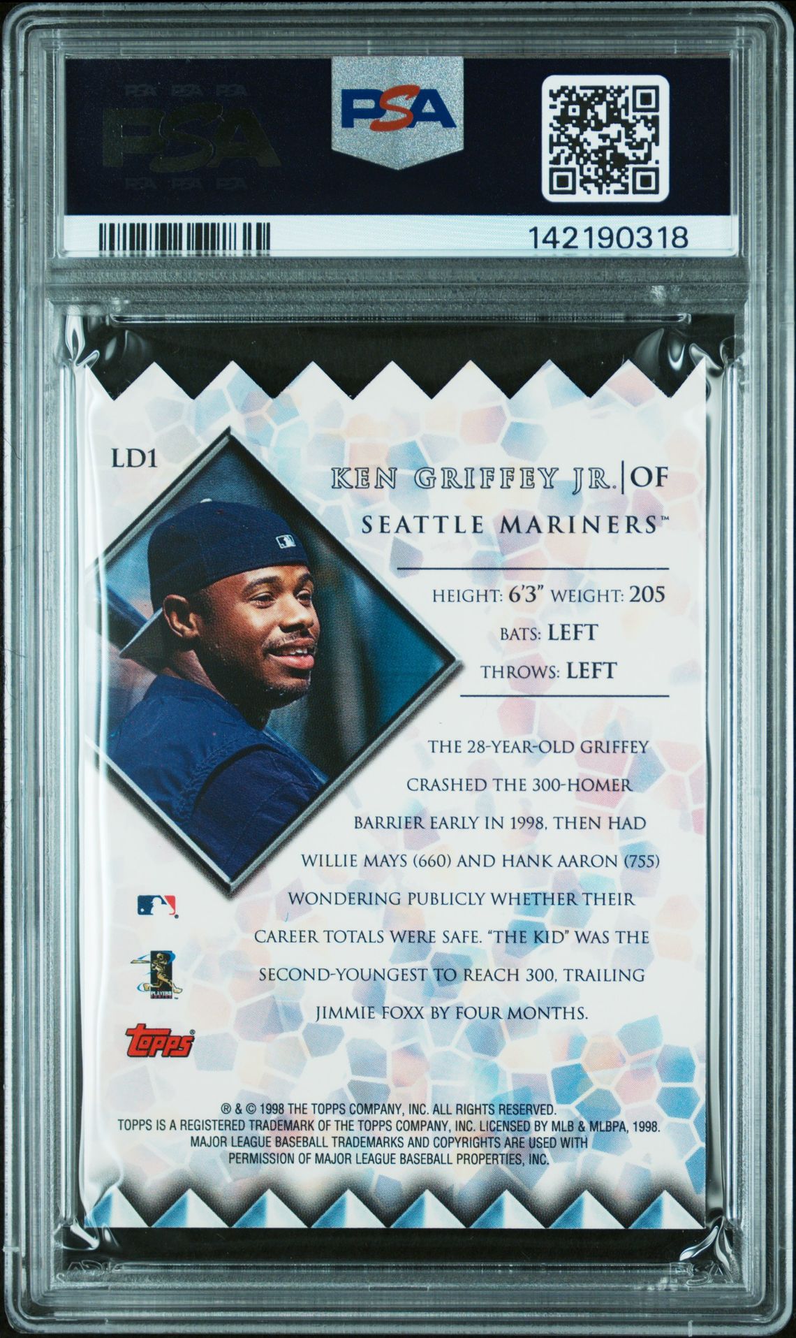 1999 Topps Lords Of The Diamond Ken Griffey Jr. #Ld1 (Lords Of The Diamond) Mint 9 back