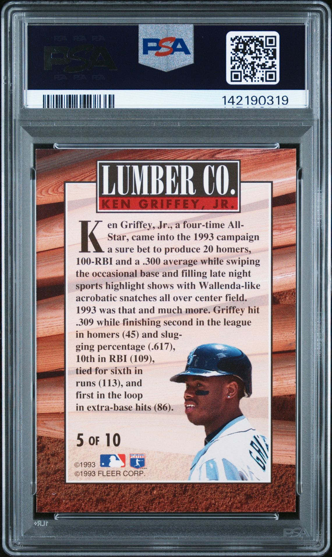 1994 Fleer Lumber Co. Ken Griffey Jr. #5 Nm-Mt 8 back