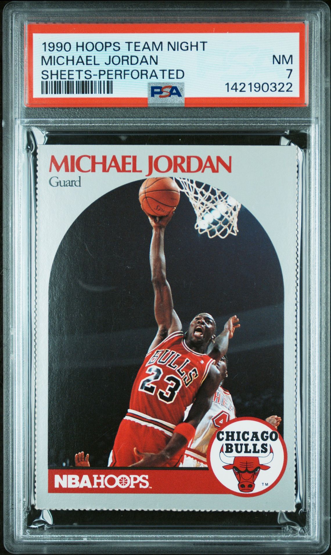 1990 Hoops Team Night Sheets Michael Jordan (Sheets-Perforated) Nm 7 front