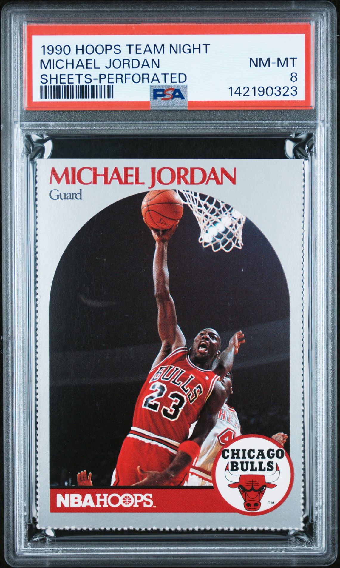 1990 Hoops Team Night Sheets Michael Jordan (Sheets-Perforated) Nm-Mt 8 front
