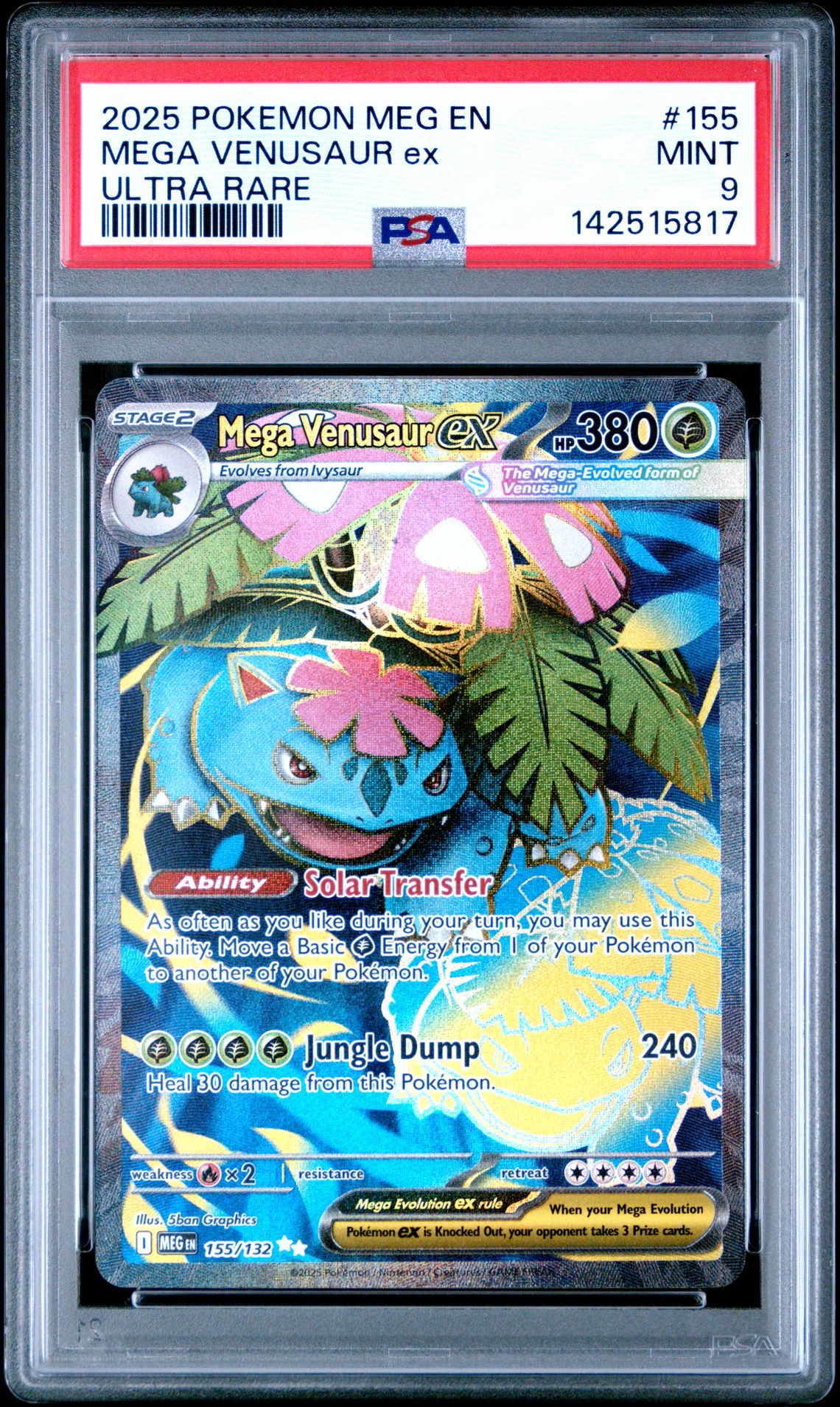 2025 Pokemon Meg En-Mega Evolution Mega Venusaur Ex #155 (Ultra Rare) Mint 9 front