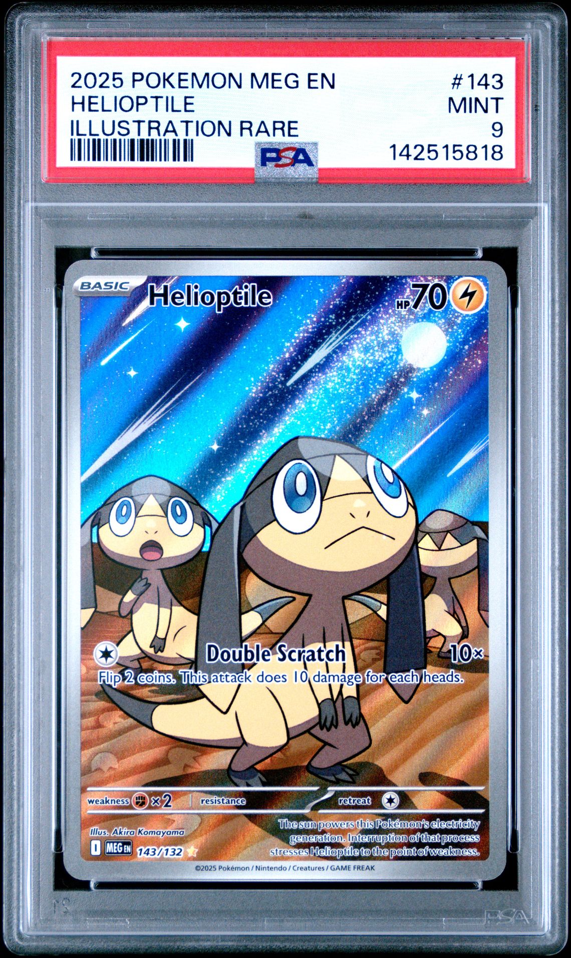 2025 Pokemon Meg En-Mega Evolution Helioptile #143 (Illustration Rare) Mint 9 front