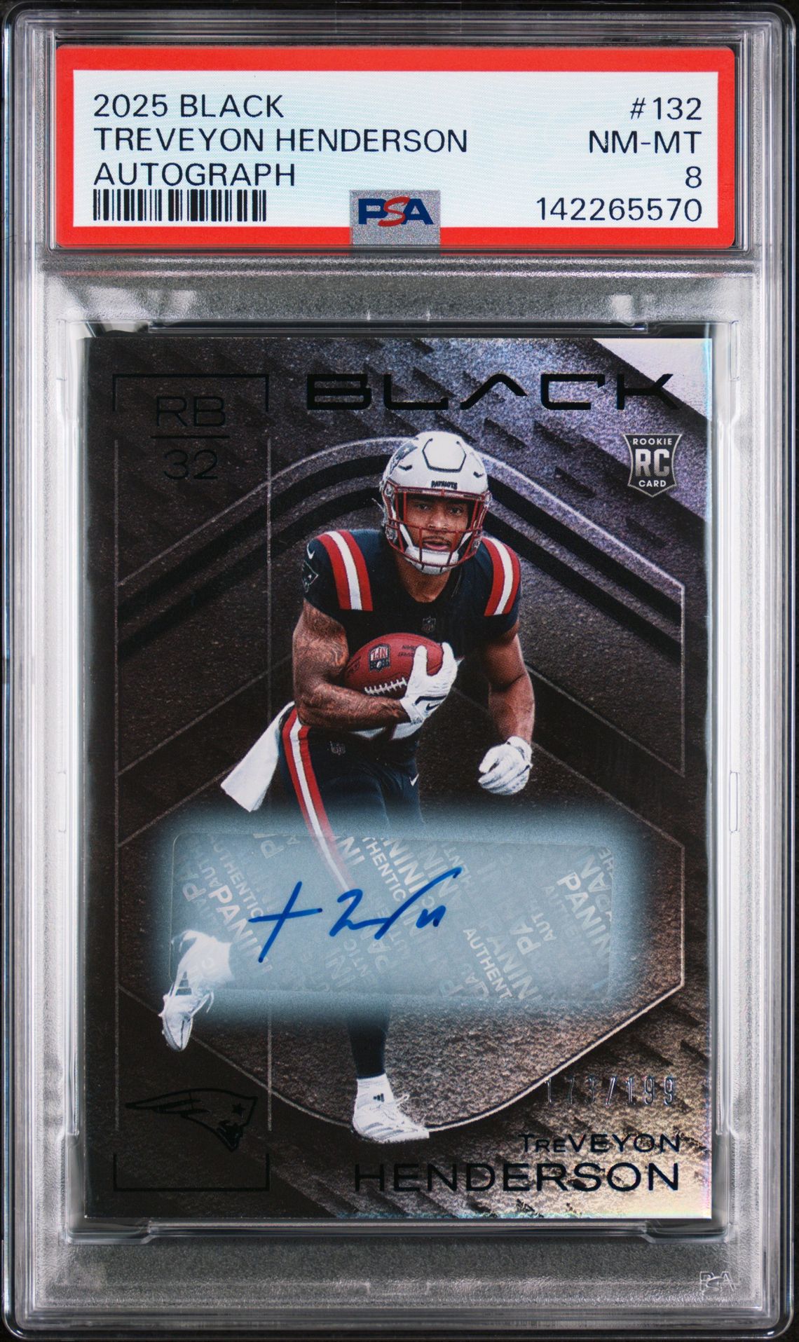 2025 Panini Black Treveyon Henderson #132 (Autograph) Nm-Mt 8 front
