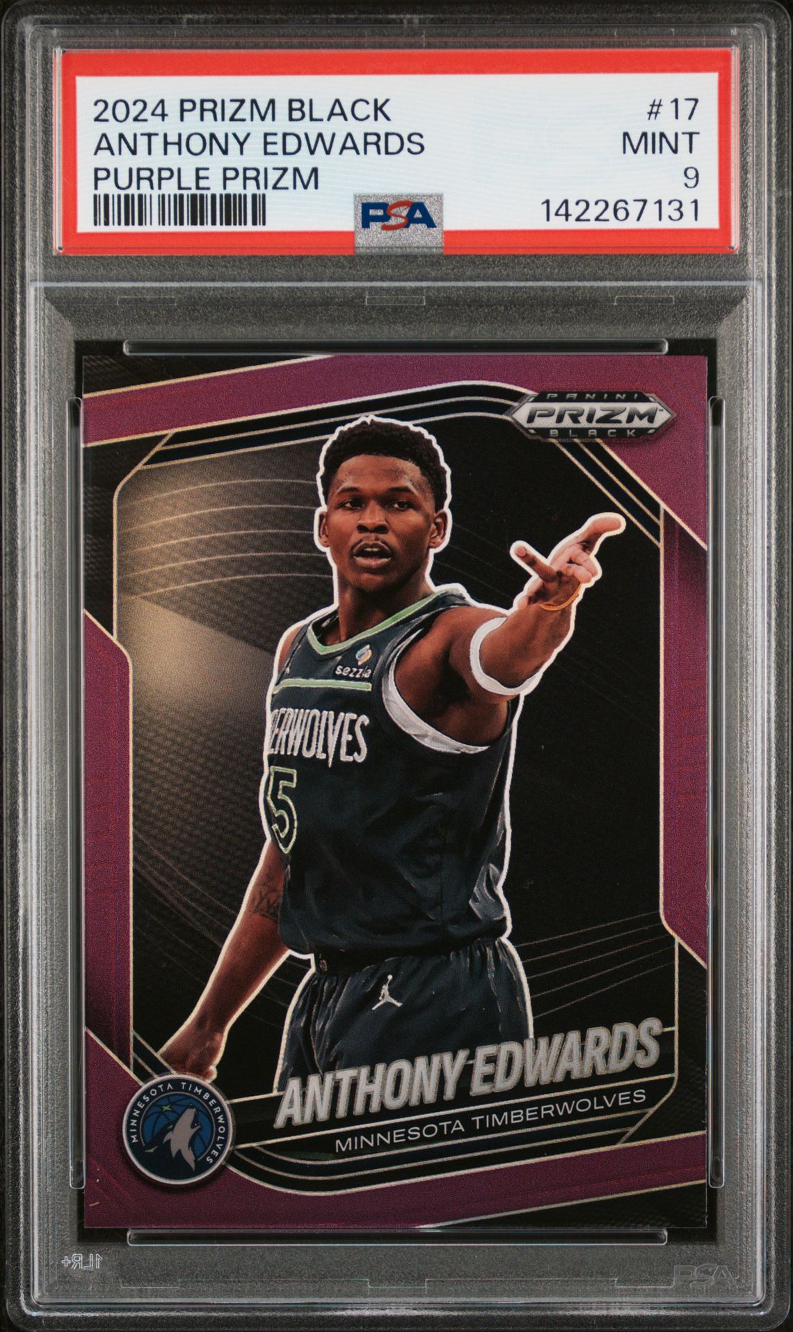 2024 Panini PANINI PRIZM BLACK PURPLE PRIZM #17 Anthony Edwards front