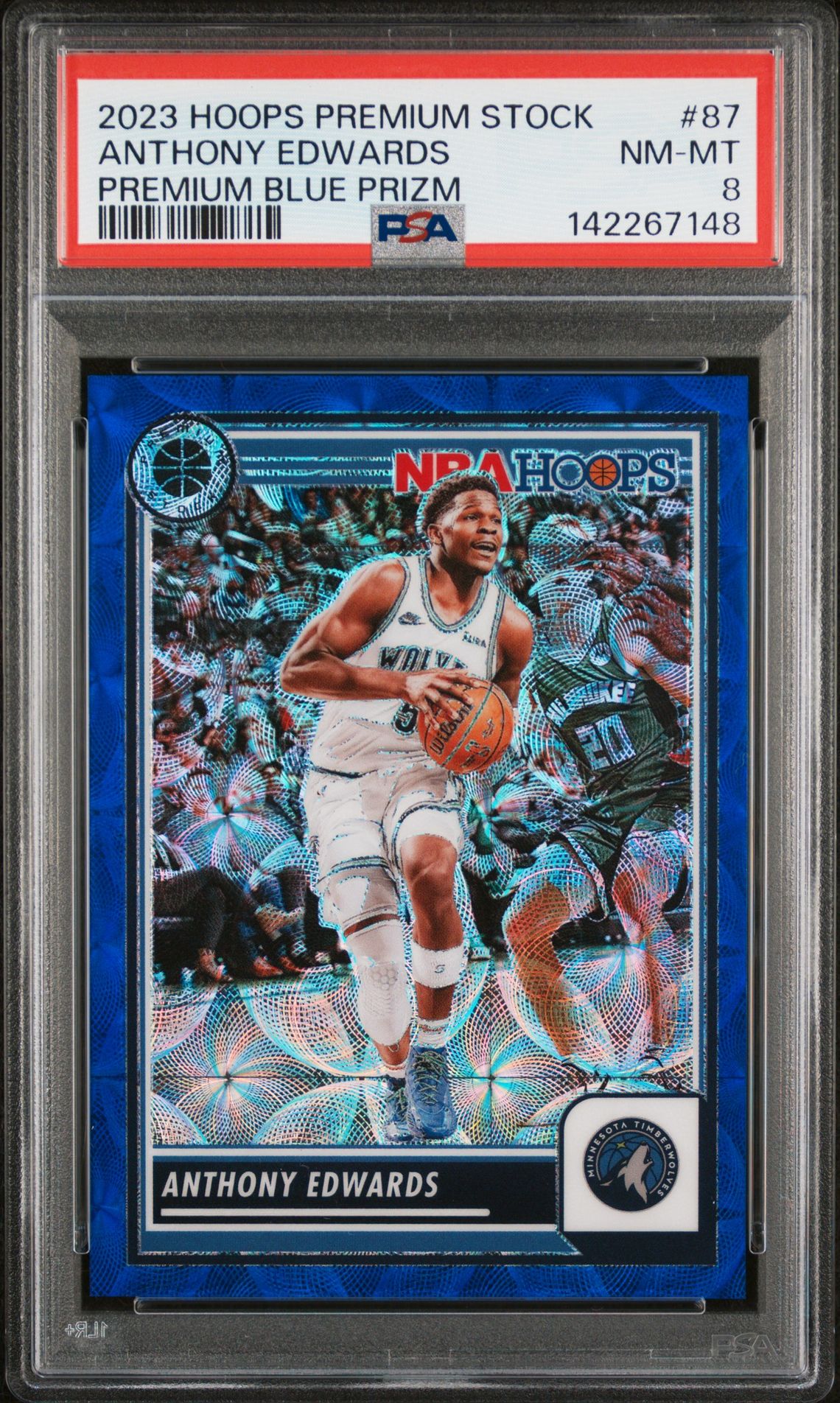 2023 Panini PANINI HOOPS PREMIUM STOCK PREMIUM BLUE PRIZM #87 Anthony Edwards front