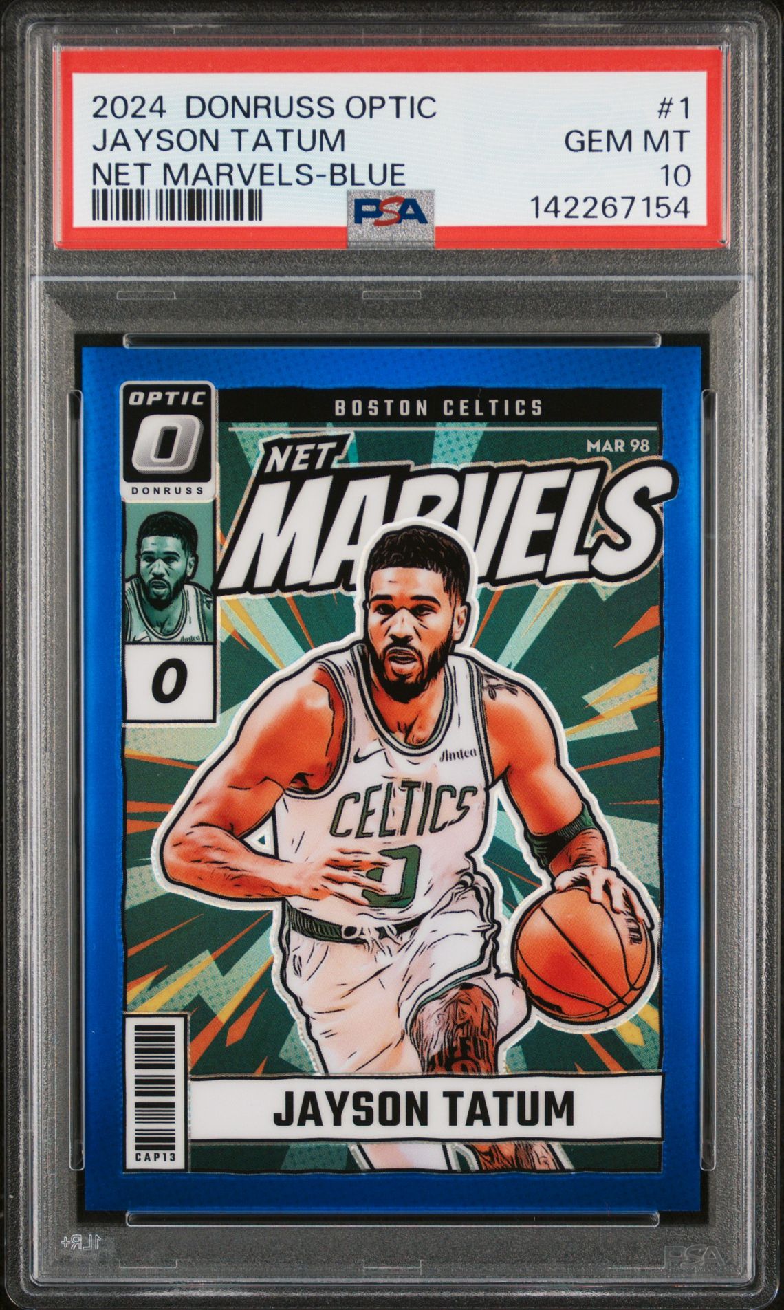 2024 Panini PANINI DONRUSS OPTIC NET MARVELS BLUE #1 Jayson Tatum front