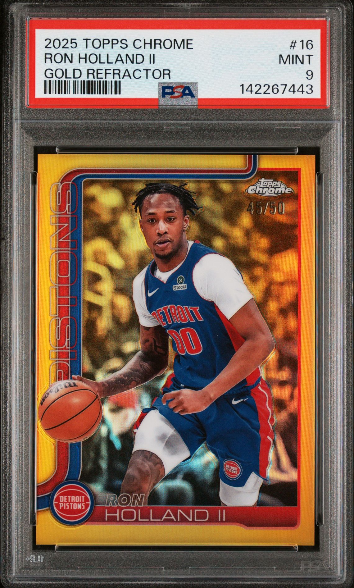 2025 Topps Chrome Ron Holland Ii #16 (Gold Refractor) Mint 9 front