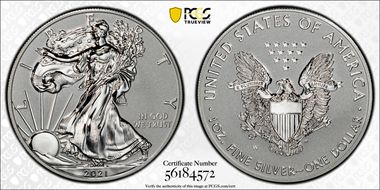 2021-W $1 Silver Eagle Rev PR - Type 1 Designer Edition PR70