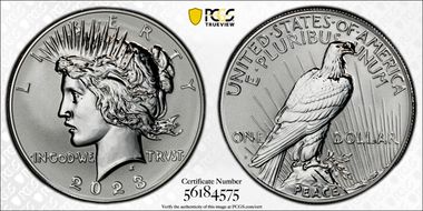 2023-S $1 Peace Dollar Rev PR Two-Coin Reverse Proof Set PR70