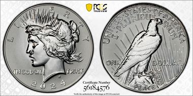 2024-S $1 Peace Dollar Rev PR Two-Coin Reverse Proof Set PR70