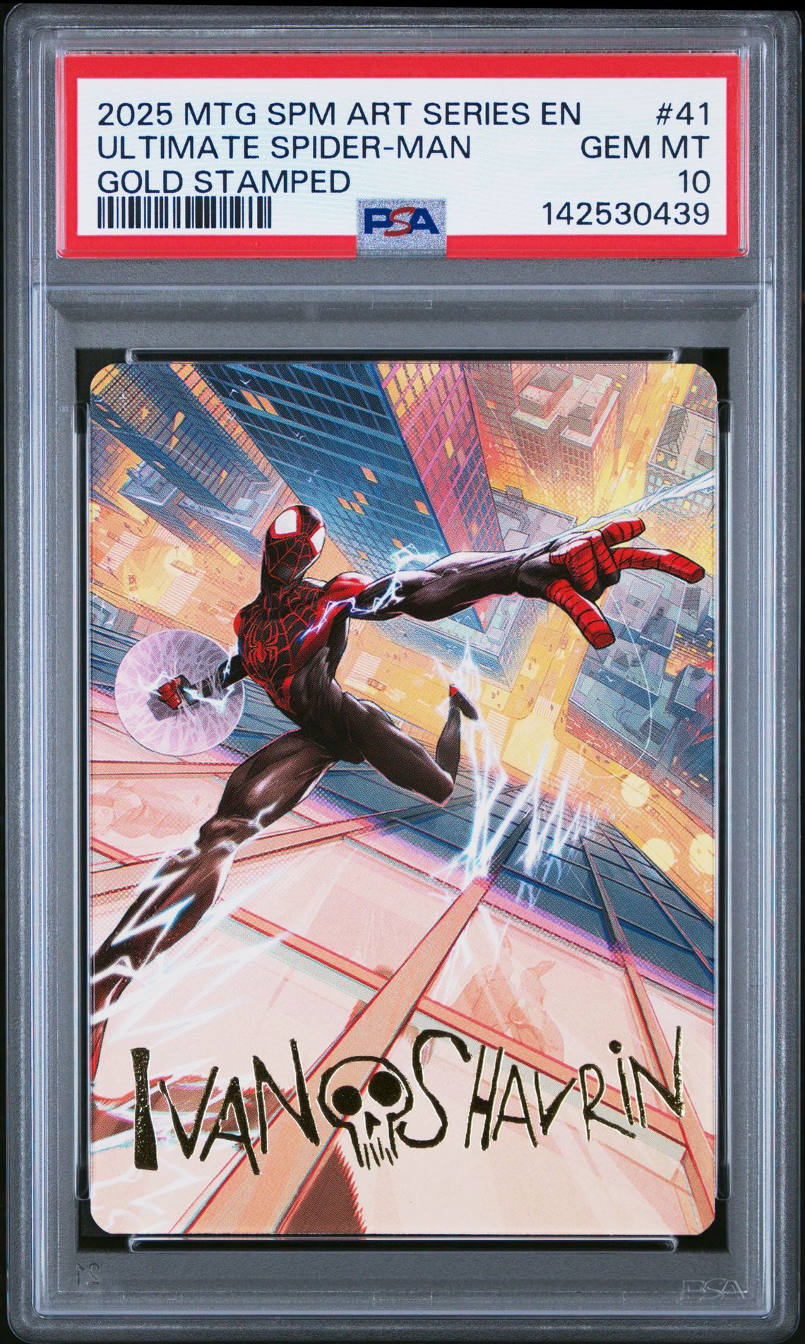 2025 MTG MAGIC THE GATHERING MARVEL'S SPIDER-MAN ART SERIES GOLD STAMPED #41 Ultimate Spider-Man front
