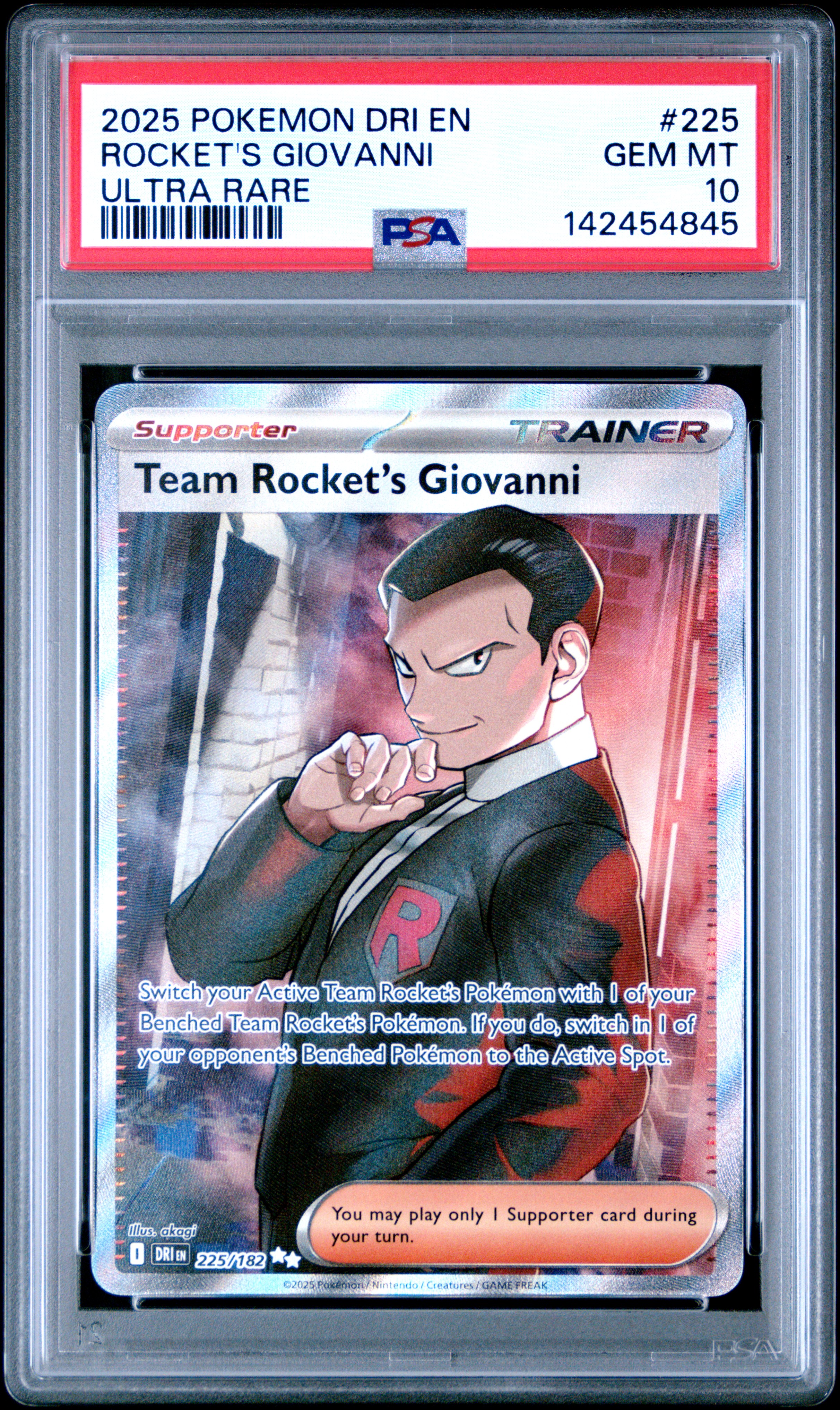 2025 #225 Team Rocket's Giovanni PSA 10 Dri EN-Destined Rivals Pokemon