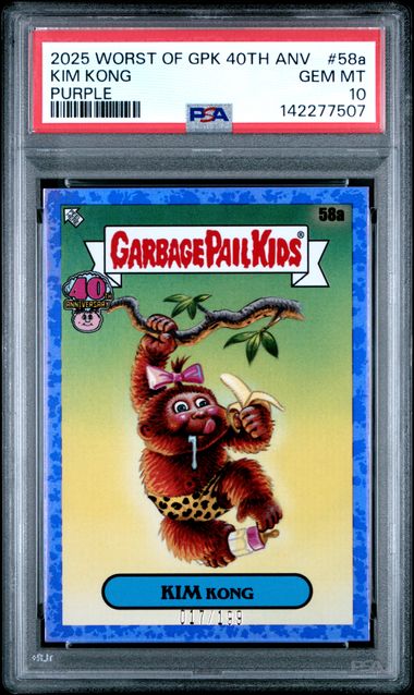 2025 Topps WORST OF GARBAGE PAIL KIDS 40TH ANNIVERSARY PURPLE #58A Kim Kong front