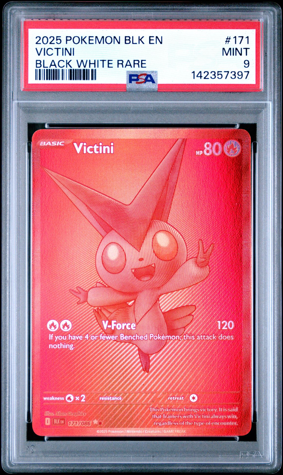 2025 Pokemon Blk En-Black Bolt Victini #171 (Black White Rare) Mint 9 front