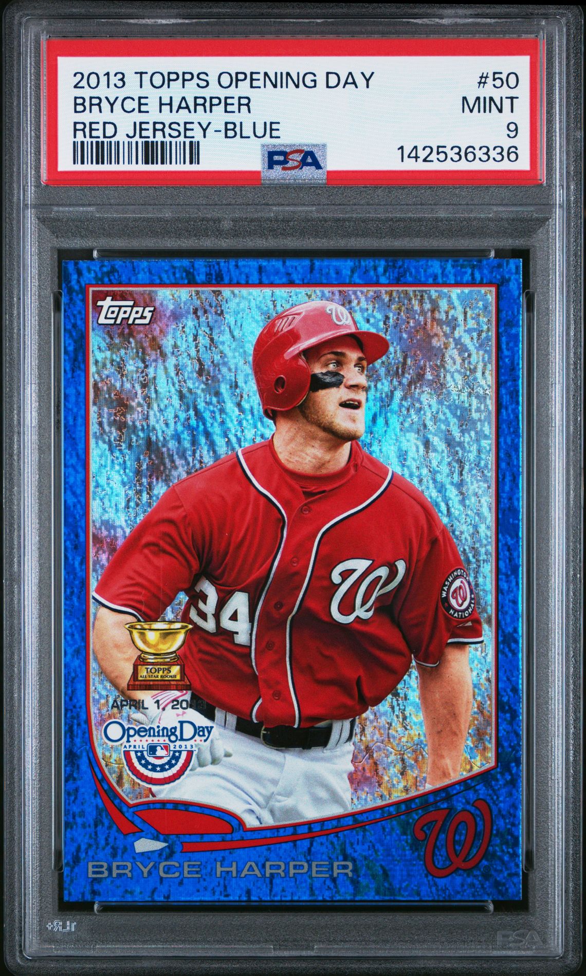 2013 Topps TOPPS OPENING DAY RED JERSEY-BLUE #50 Bryce Harper front