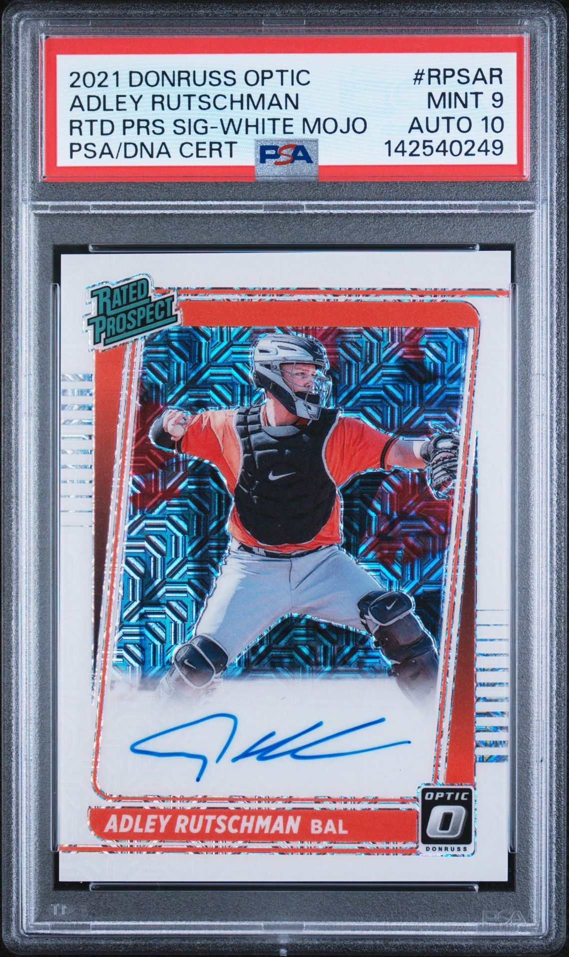 2021 Bowman PANINI DONRUSS OPTIC RATED PROSPECT SIGNATURES RTD PRS SIG-WHITE MOJO #RPSAR Adley Rutschman front