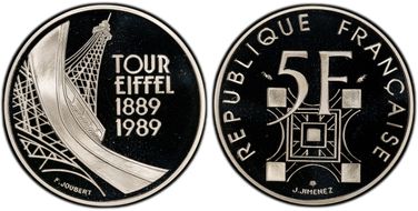 1989 5 Fr Tour Eiffel Gad-772 Ag PR70DCAM
