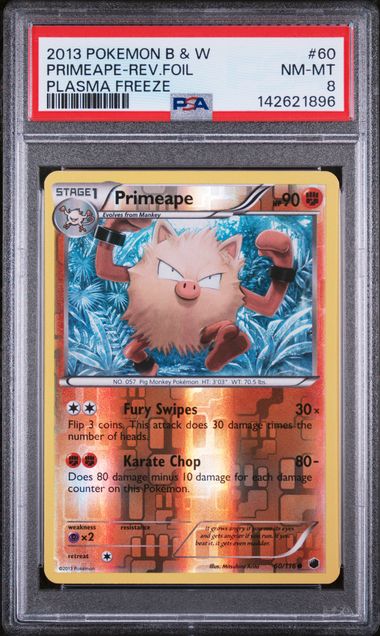 Pokemon - 2013 Primeape-Rev.Foil Plasma Freeze #60 Black & White Plasma Freeze PSA 8