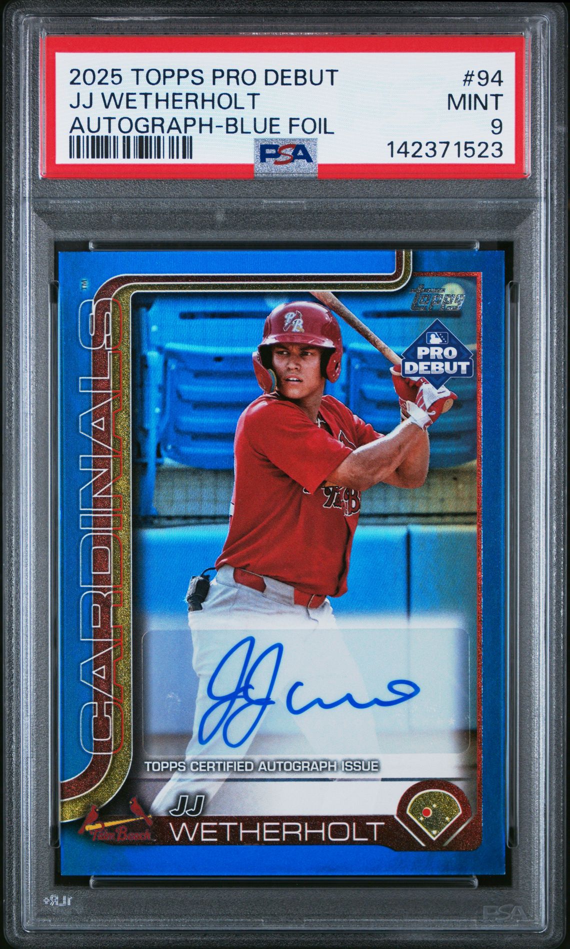 2025 Topps Pro Debut Jj Wetherholt #94 (Autograph-Blue Foil) Mint 9 front