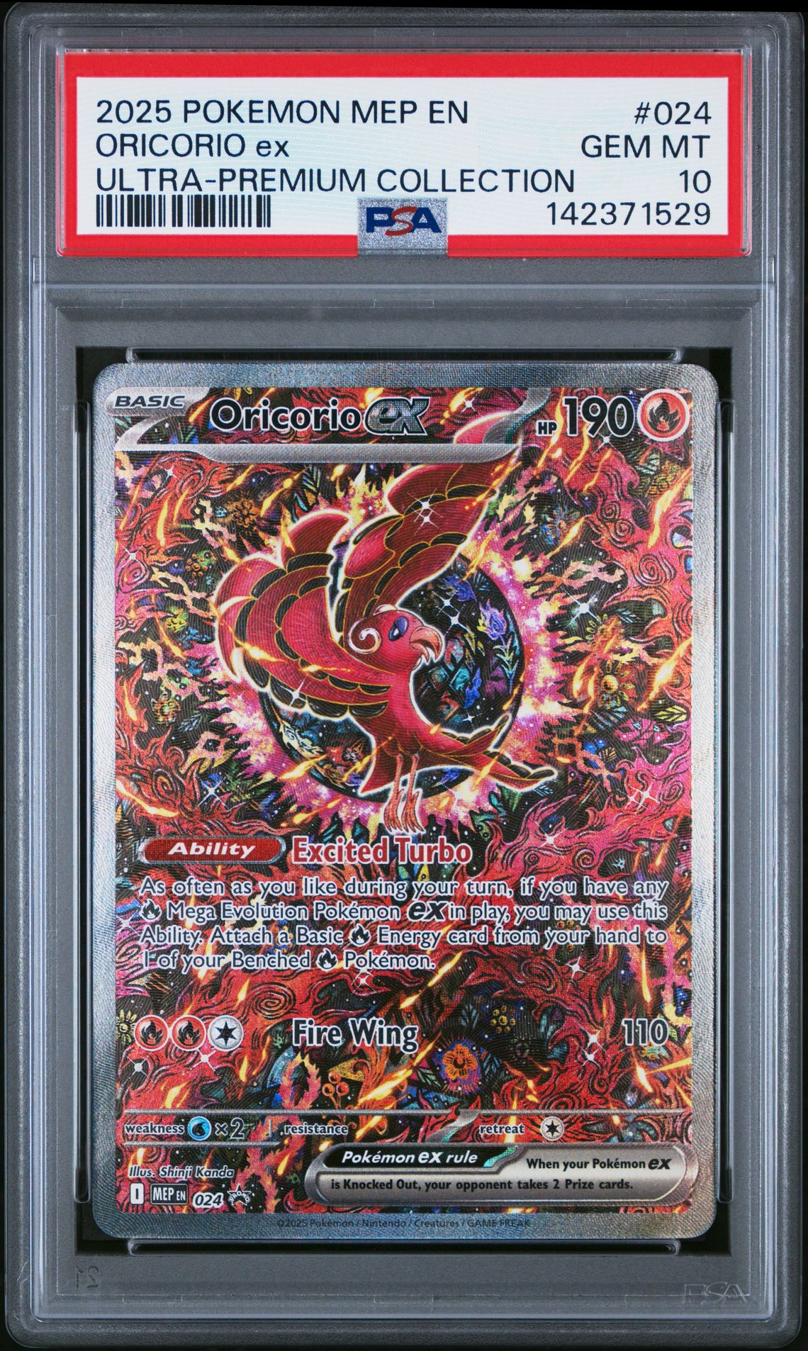 2025 Pokemon Mep En-Me Black Star Promo Oricorio Ex #024 (Ultra-Premium Collection) Gem Mt 10 front