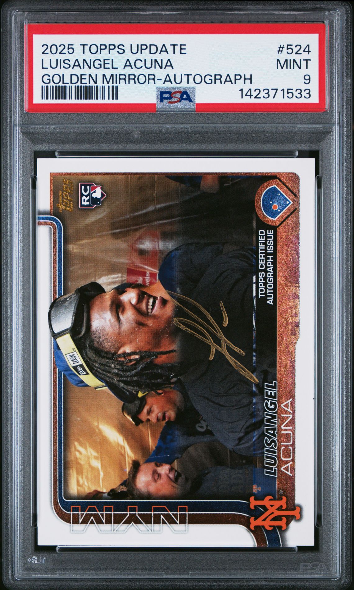 2025 Topps Update Luisangel Acuna #524 (Golden Mirror-Autograph) Mint 9 front