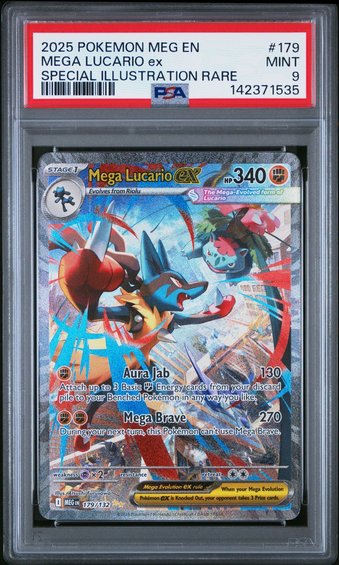 2025 Pokemon Meg En-Mega Evolution Mega Lucario Ex #179 (Special Illustration Rare) Mint 9 front