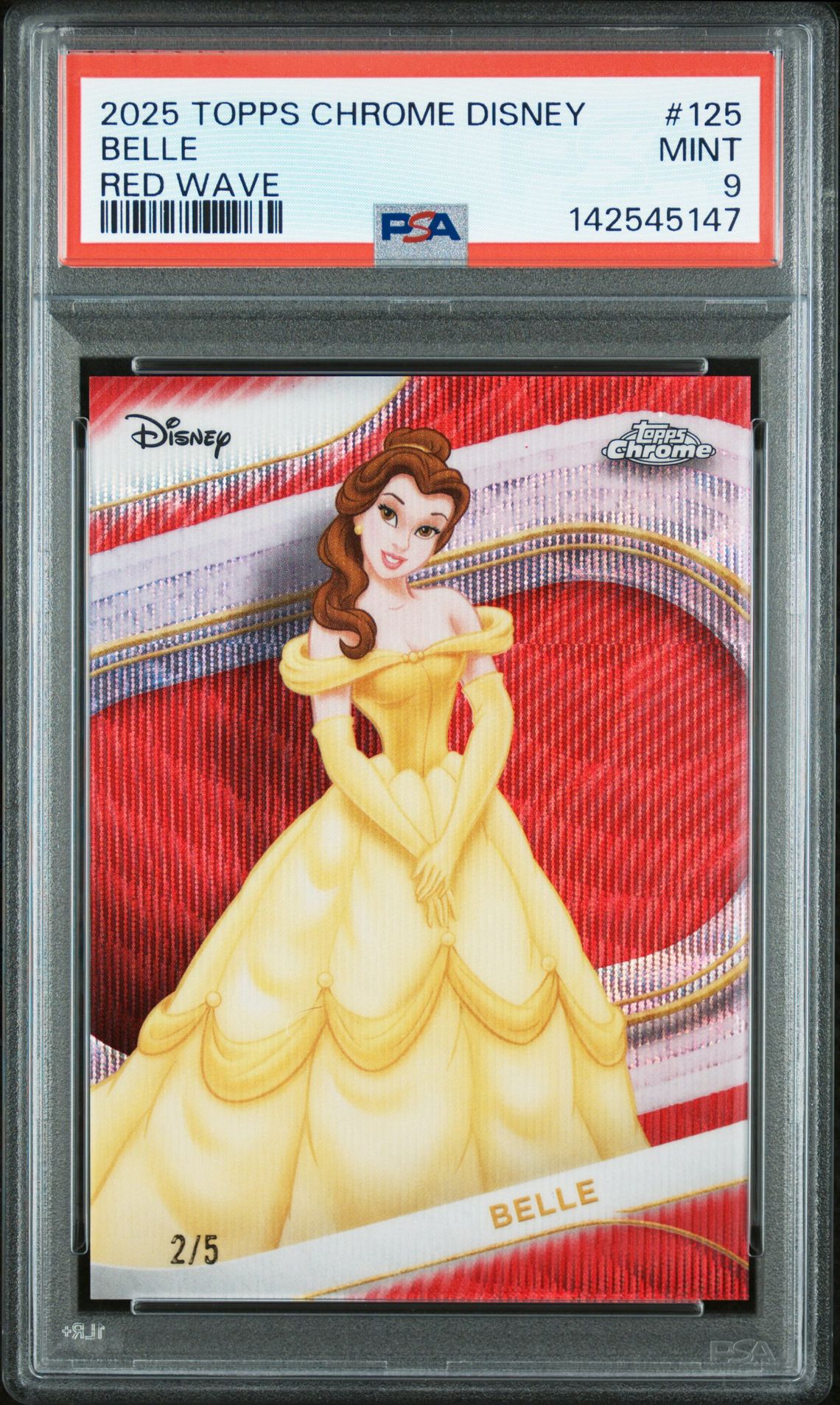 2025 Topps Chrome Disney Belle #125 (Red Wave) Mint 9 front