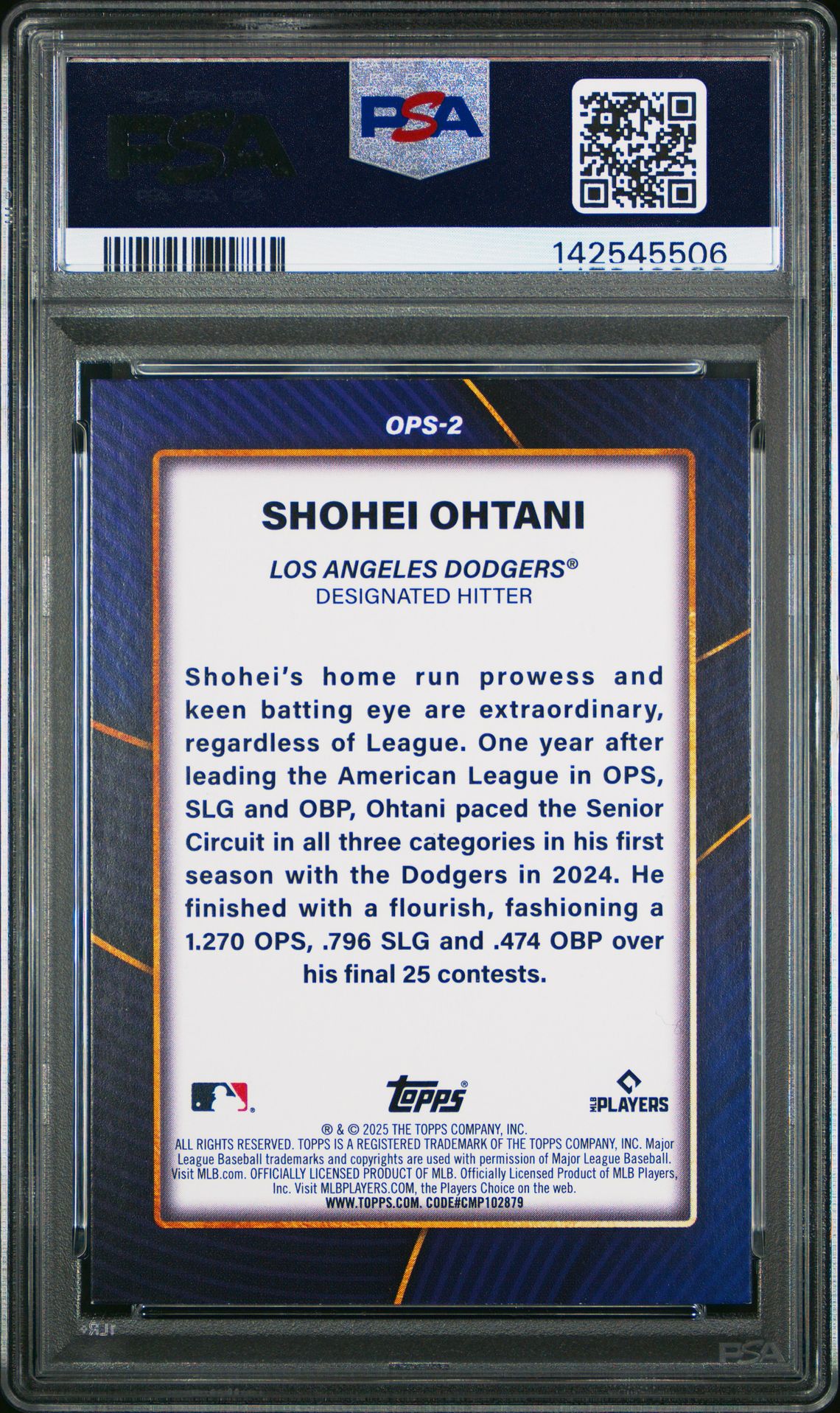 2025 Topps Ops Bests Shohei Ohtani #Ops2 (Ops Bests-Pink Foil) Mint 9 back