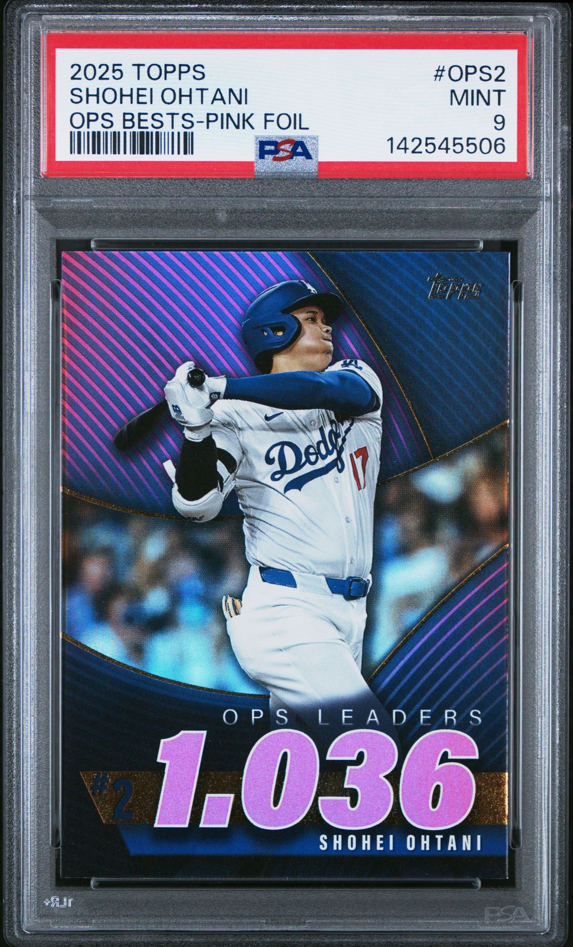 2025 Topps Ops Bests Shohei Ohtani #Ops2 (Ops Bests-Pink Foil) Mint 9 front