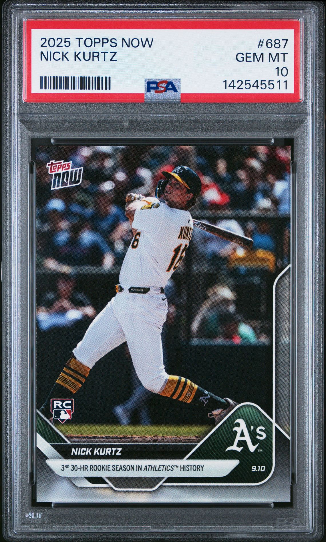 2025 Topps Now Nick Kurtz #687 Gem Mt 10 front